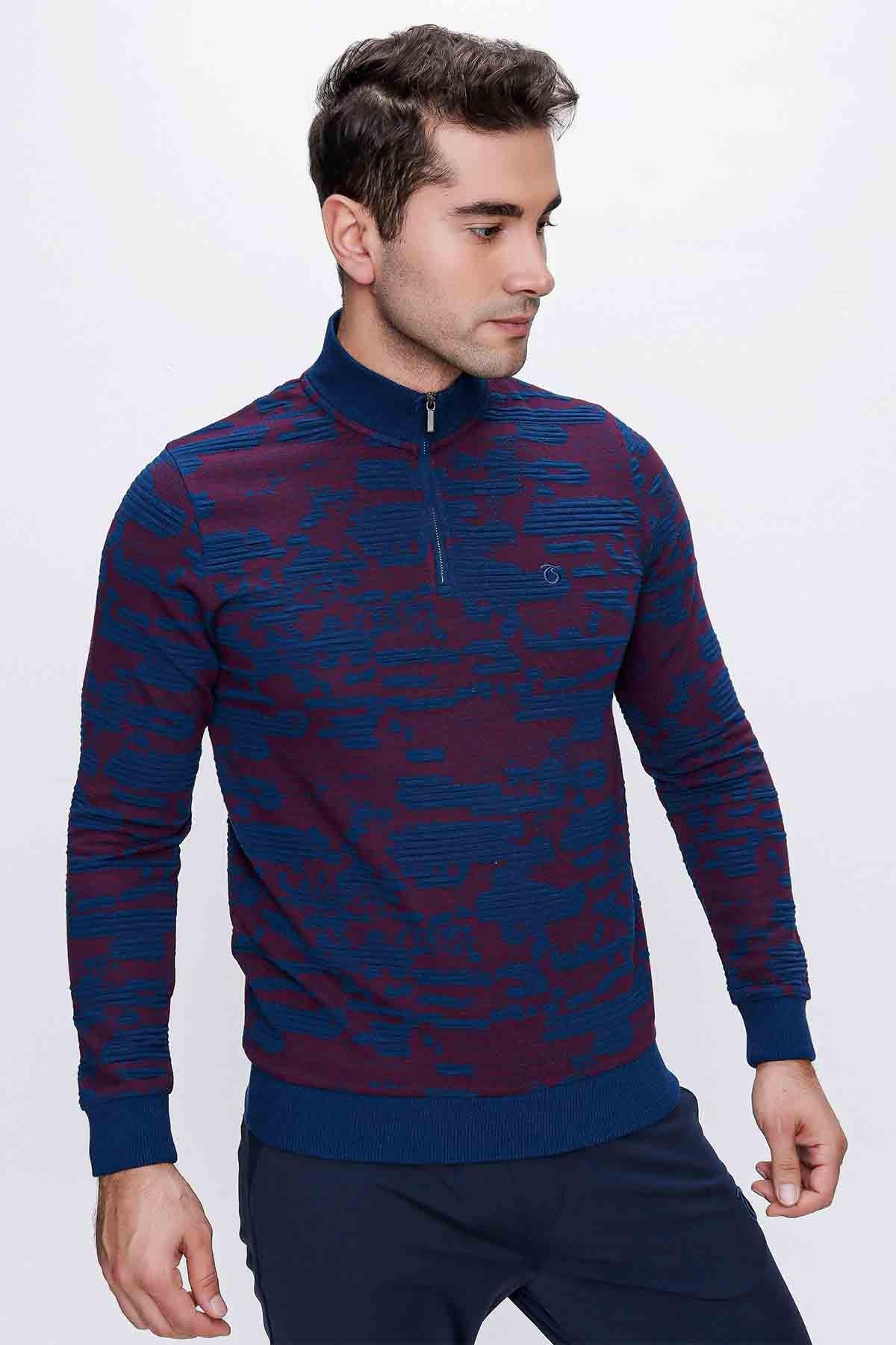 KAZAK YARIM FERMUARLI DESENLİ İÇ LOGOLU