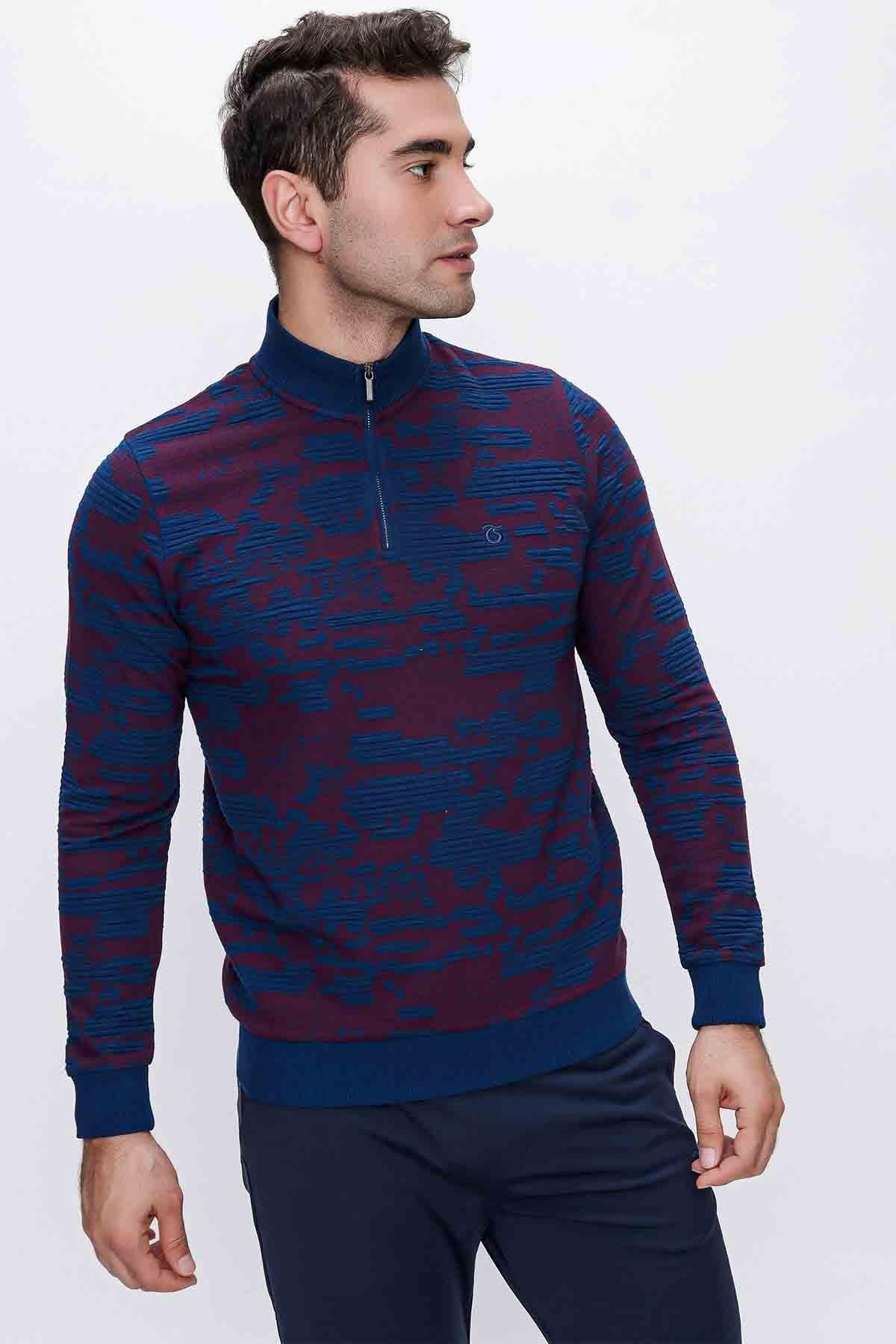 KAZAK YARIM FERMUARLI DESENLİ İÇ LOGOLU