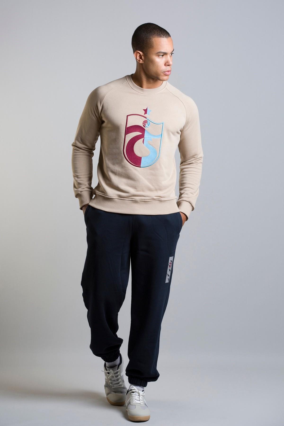 SWEAT BİSİKLET YAKA BORDO MAVİ NAKIŞLI