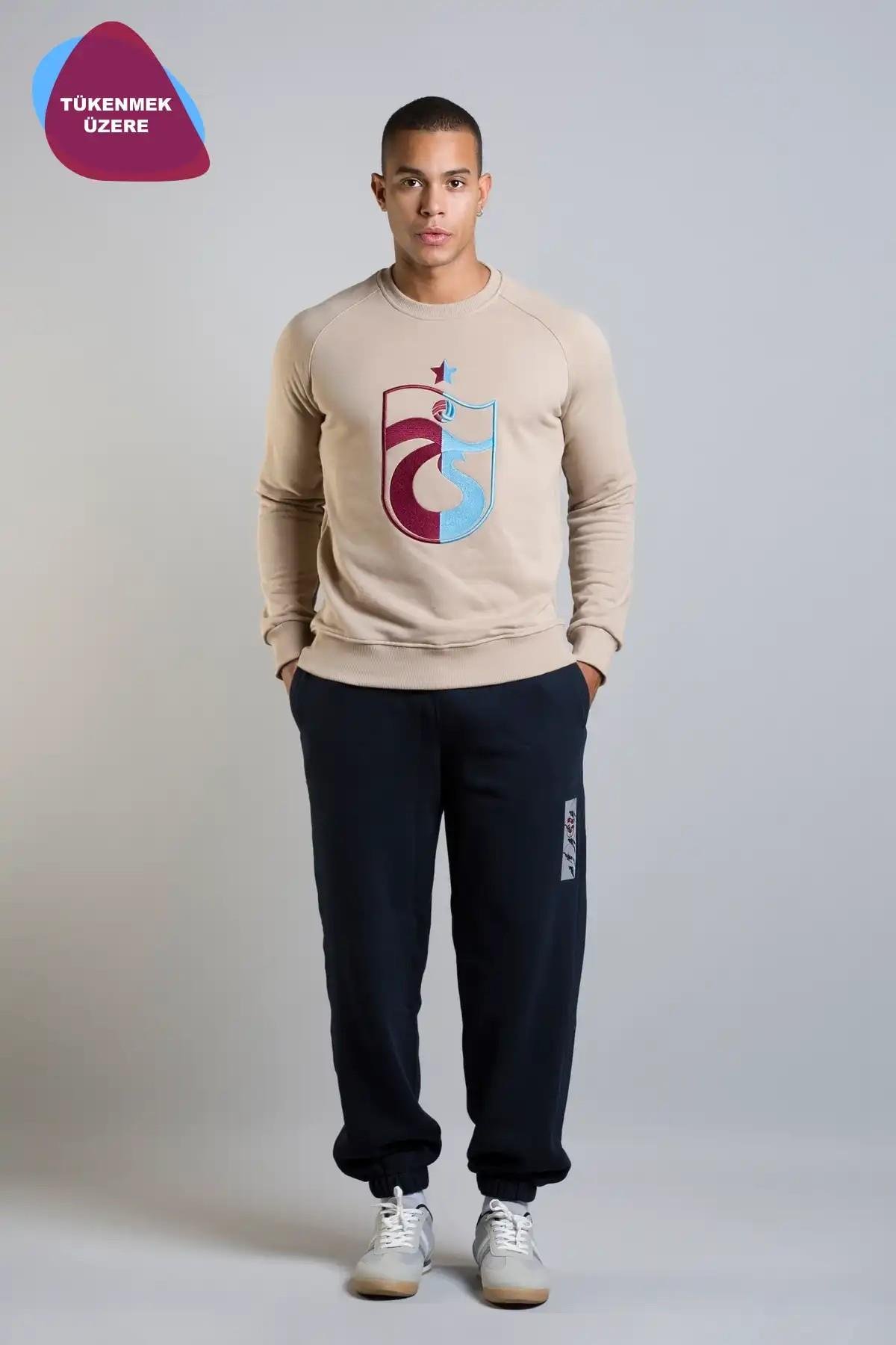 SWEAT BİSİKLET YAKA BORDO MAVİ NAKIŞLI