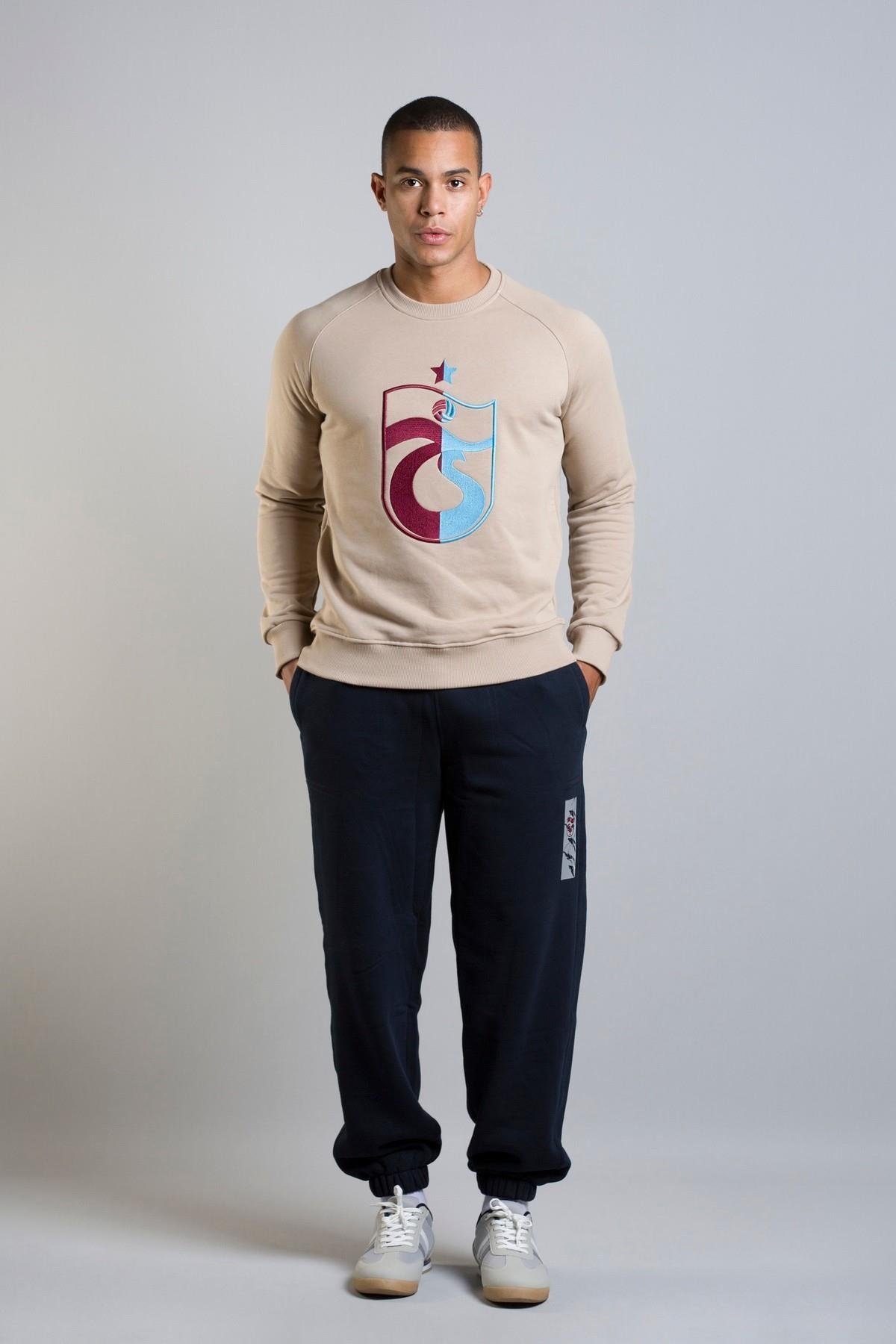 SWEAT BİSİKLET YAKA BORDO MAVİ NAKIŞLI