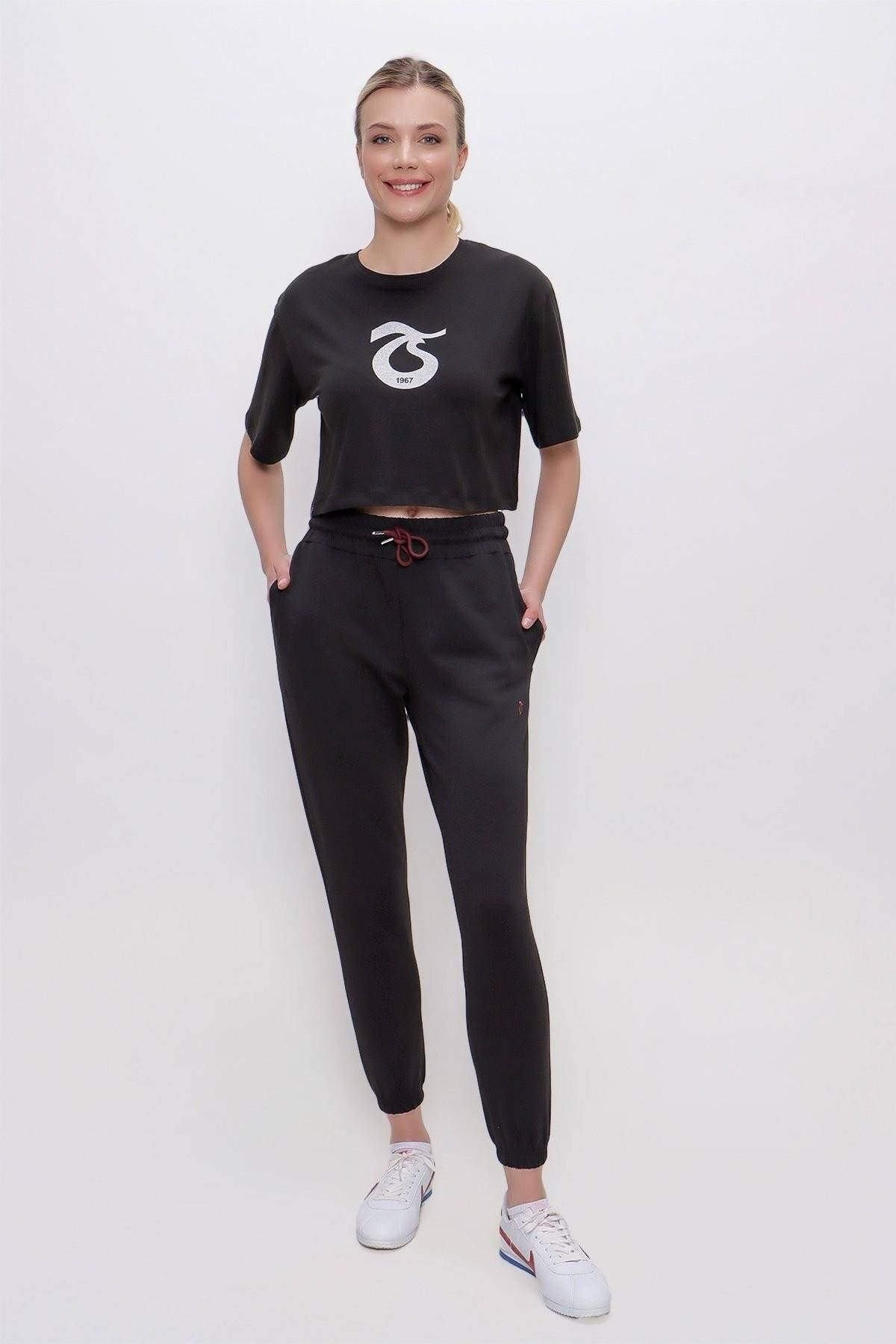 TSHİRT BİSİKLET YAKA İÇ LOGO BASKILI CROP