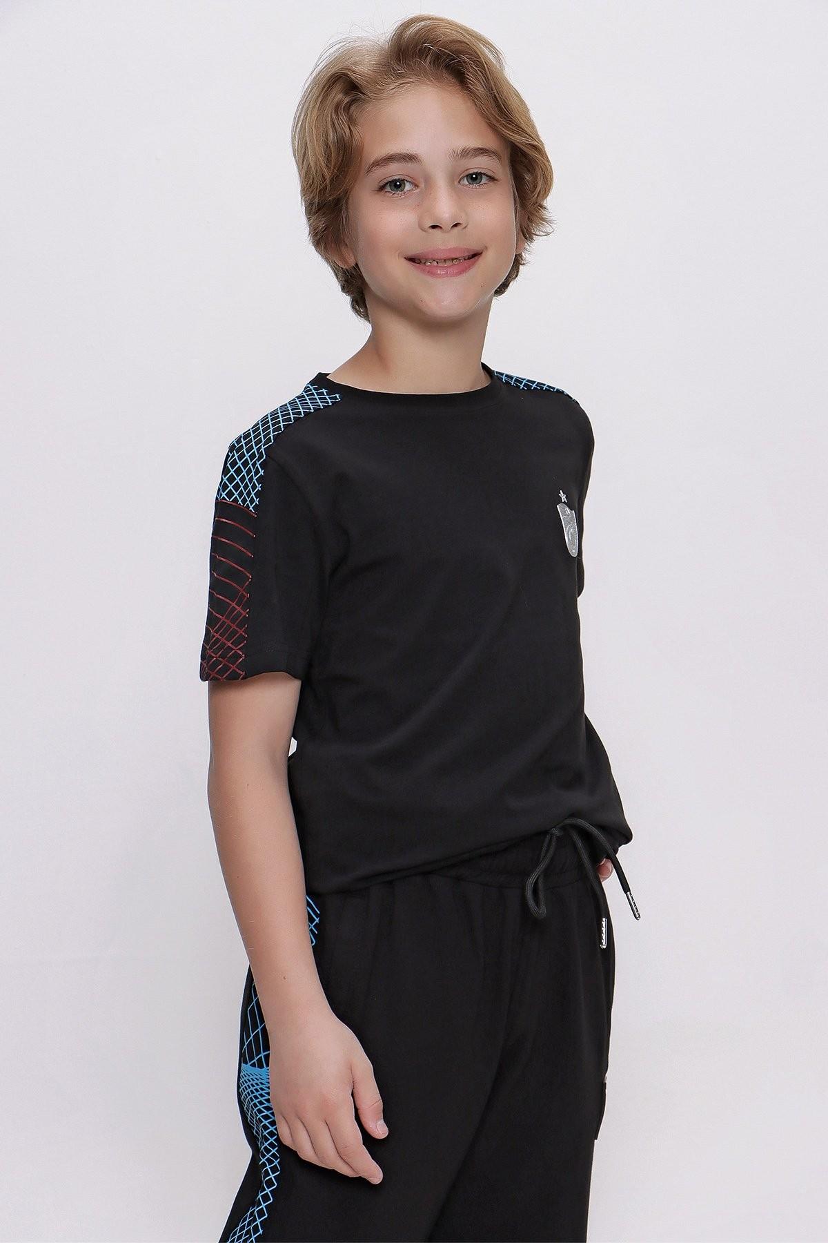 TSHİRT BİSİKLET YAKA OMUZ BİYE DETAYLI