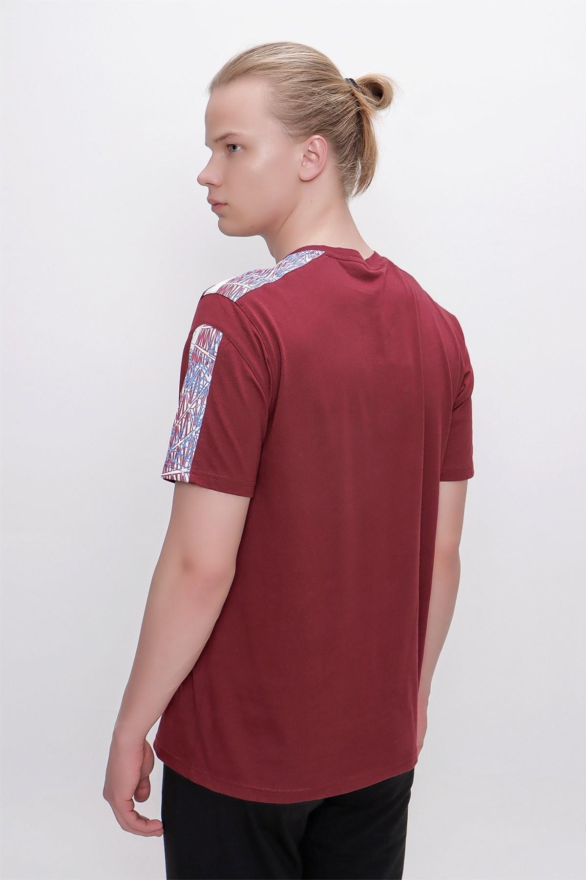 TSHİRT BİSİKLET YAKA OMUZ VE KOL PARÇA DETAYLI