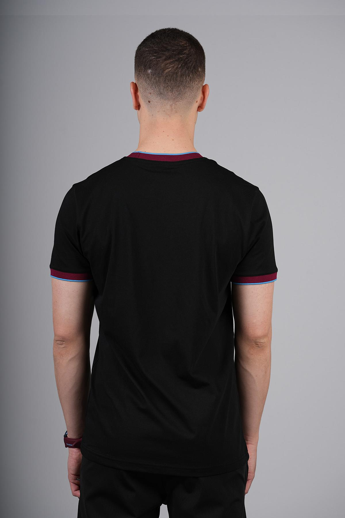 TSHIRT KOL VE YAKA BORDO MAVİ RİBANALI