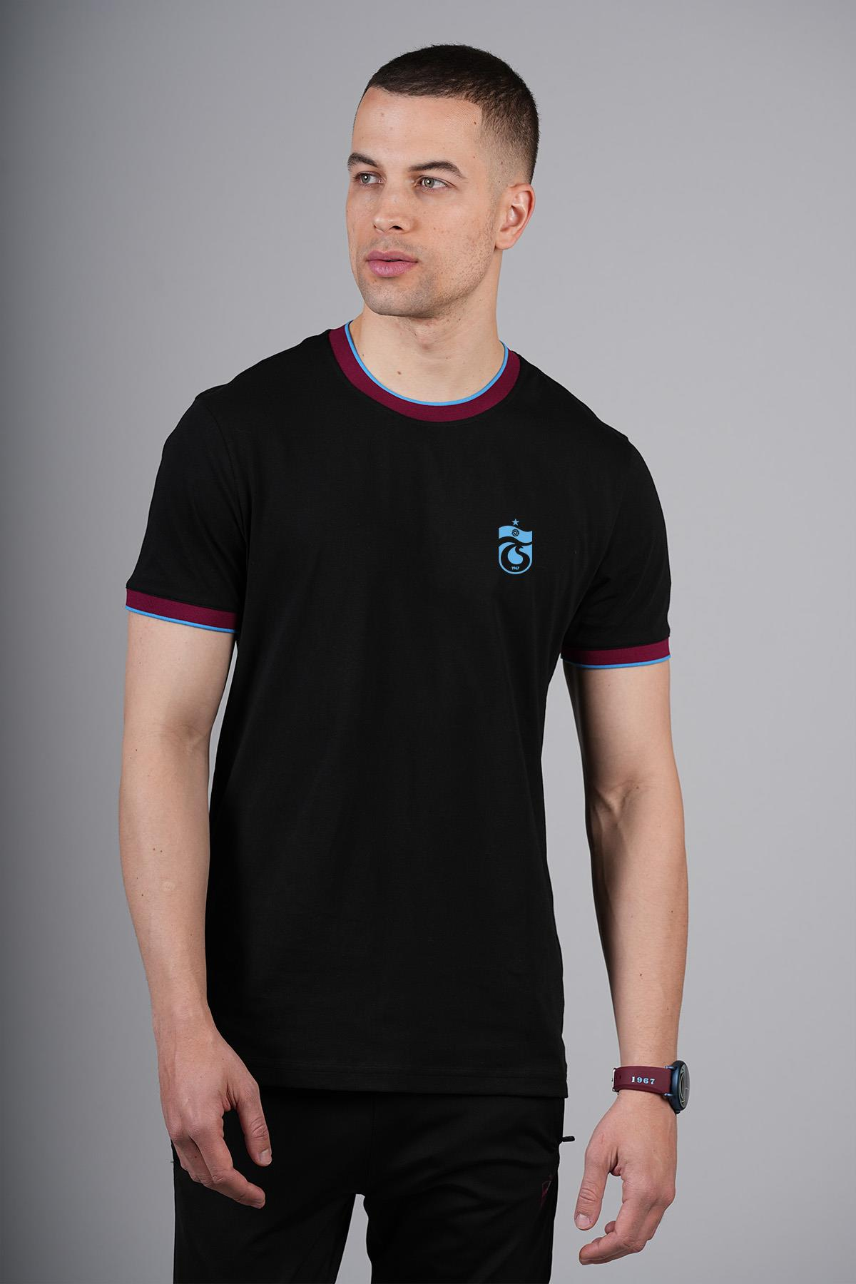 TSHIRT KOL VE YAKA BORDO MAVİ RİBANALI