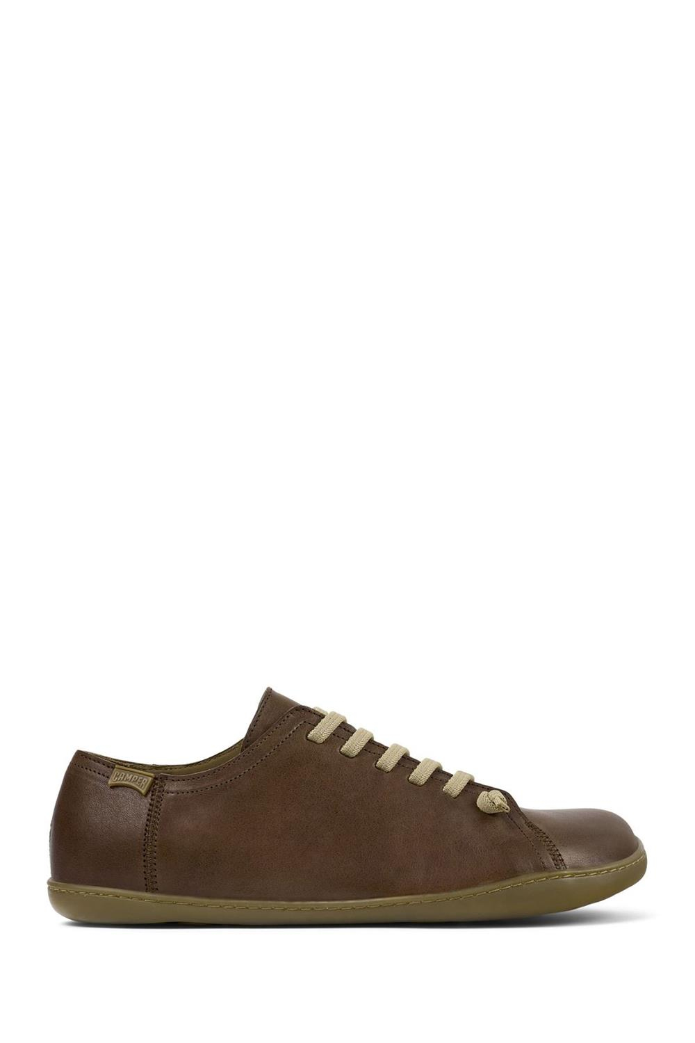 Erkek Kahverengi Peu Bağcıklı Deri Casual Sneaker 17665