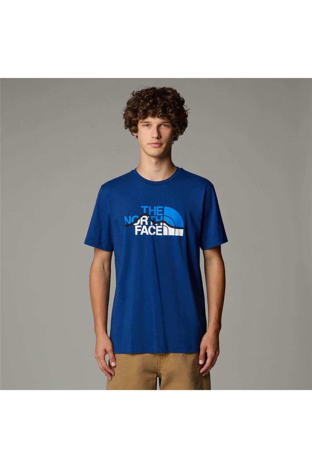 Erkek Mountain Line Mavi T-Shirt