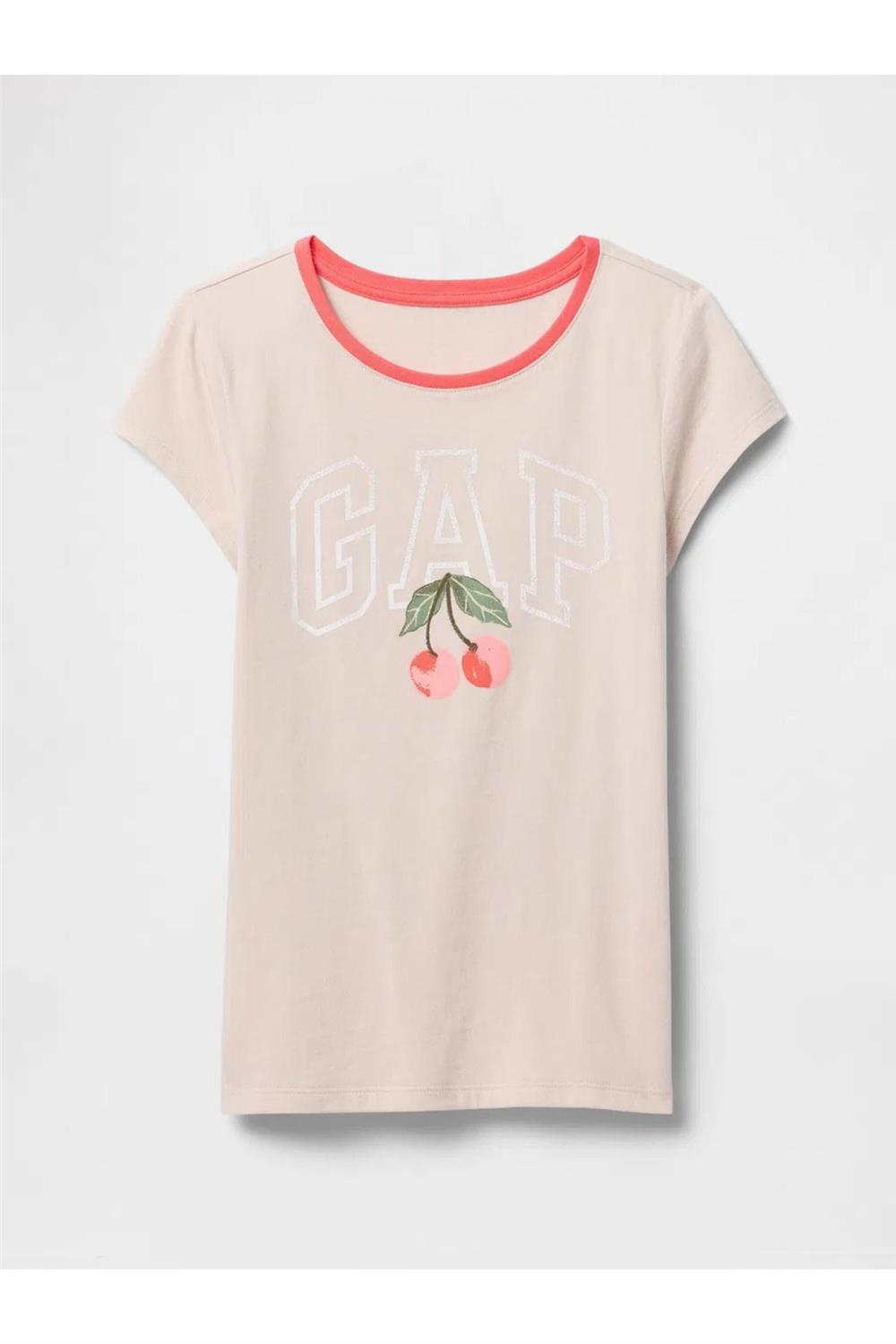 Kız Çocuk Gap Logo T-Shirt Bej