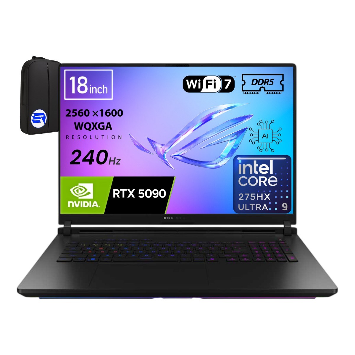 Asus Rog Strix Scar 18 Intel Ultra 9 275HX 64GB Ram 2tb SSD RTX5090 175W 18'' Inç Wqxga 240Hz WIN11 Pro G835LX-SA155EP2 + Elektropasaj Çanta