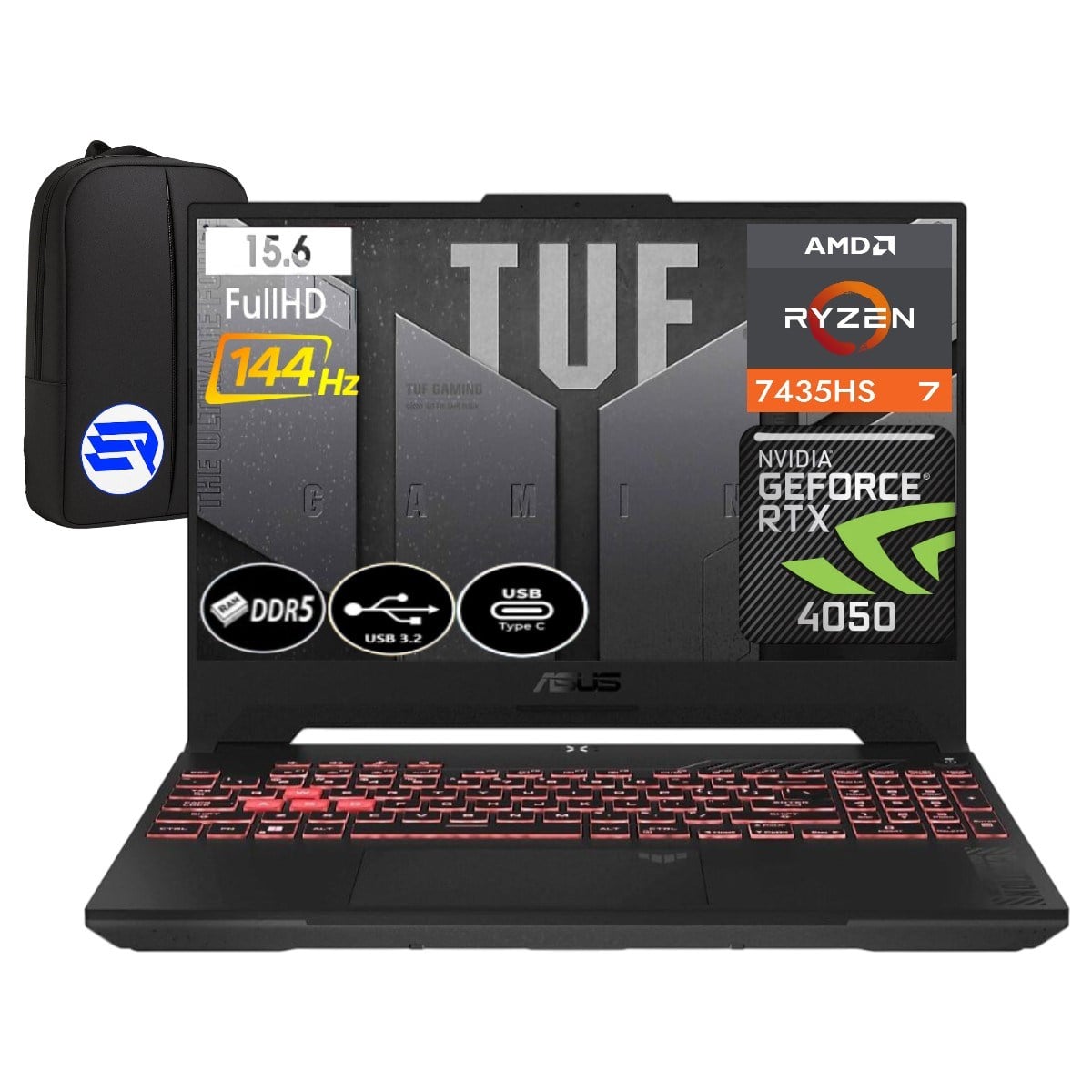 Asus Tuf Gaming A15 FA507NUR-LP036EP2 Ryzen 7 7435HS 32GB Ram 512GB SSD Rtx 4050 140W 144Hz WIN11 Pro 15.6'' + Elektropasaj Çanta