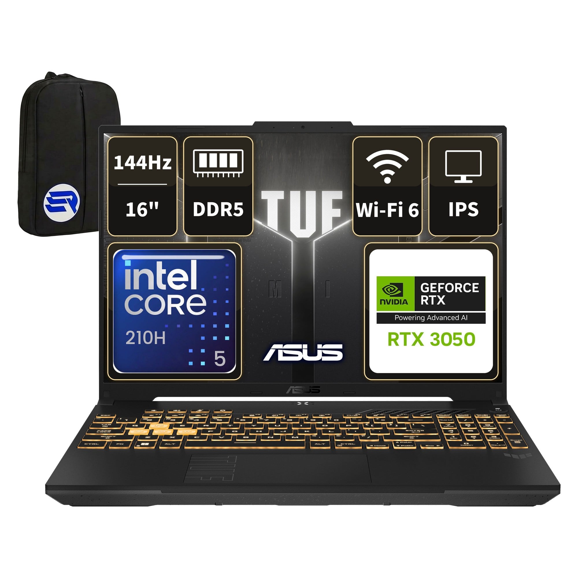 Asus TUF Gaming F16 FX607VJB-RL037EP11 Core5 210H RTX3050 48GBRAM 1TBSSD 16'' FHD+ 144Hz Win11 Pro + ElektroPasaj Çanta