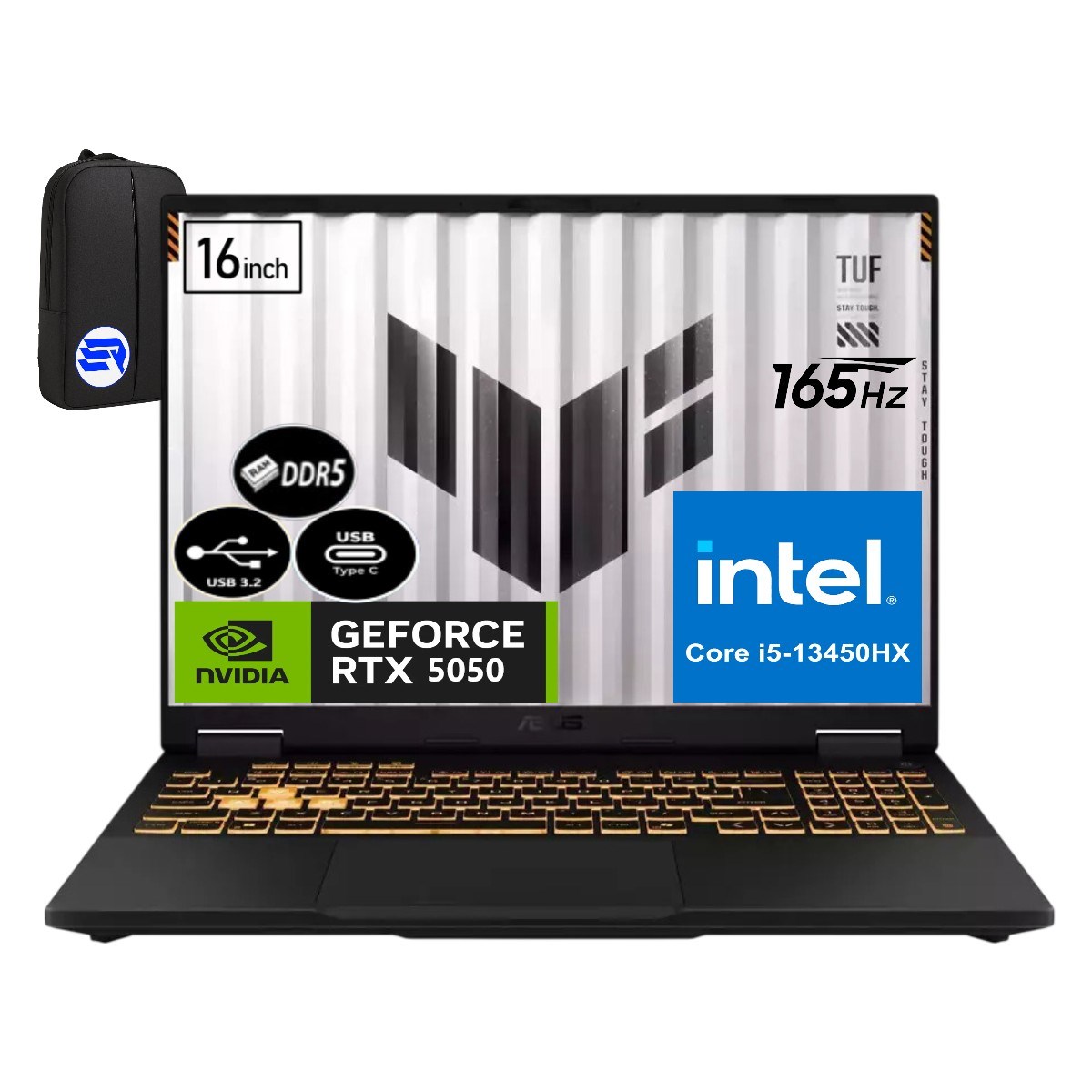 Asus Tuf Gaming F16 FX608JH-RV082EP2 Intel Core I5-13450HX 32GB 512GB SSD RTX5050 115W 165Hz WIN11 Pro 16