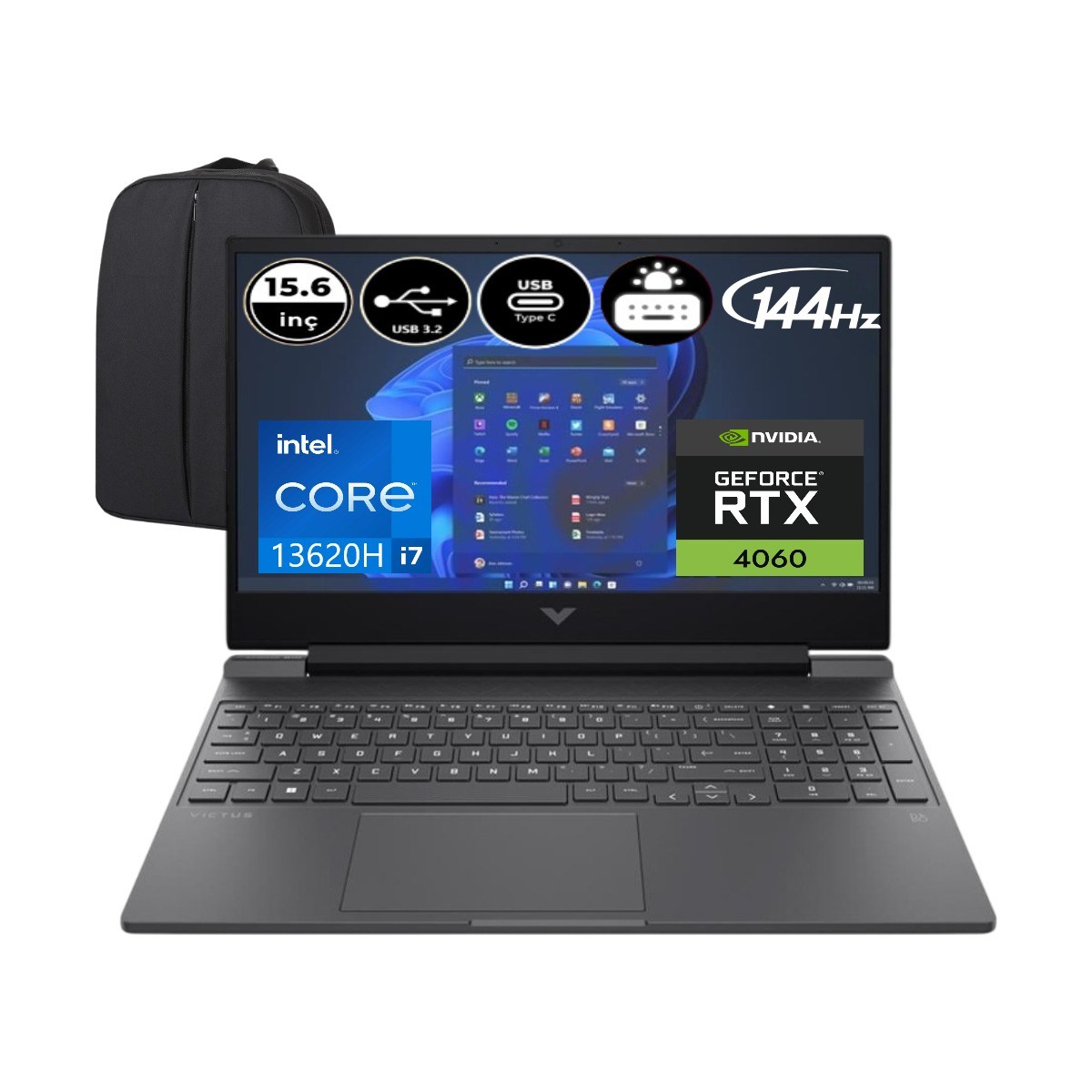 Hp Victus 15-FA2000NT-EP5 13. Nesil Intel Core I7 13620H 24 GB Ram 512 GB SSD RTX4060 144Hz 15.6
