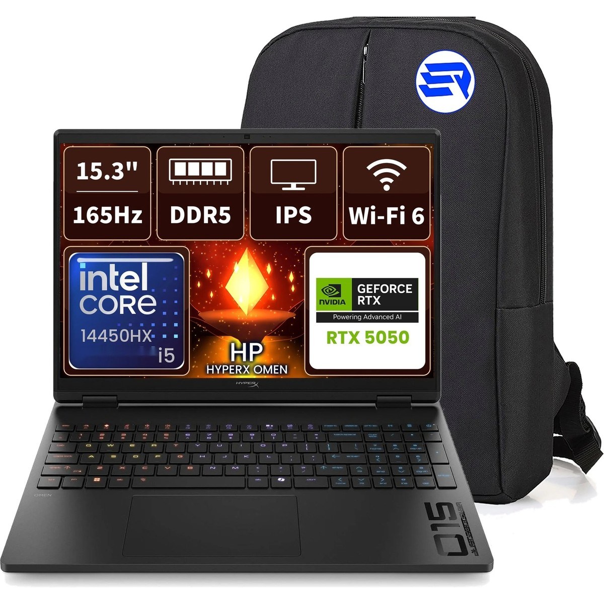 Hyperx Omen 15 D2QD1EAEP18 I5-14450HX RTX5050 8gb 64GBRAM 2tbssd 15.3 Wuxga 165Hz Windows 11 Pro + Elektropasaj Çanta