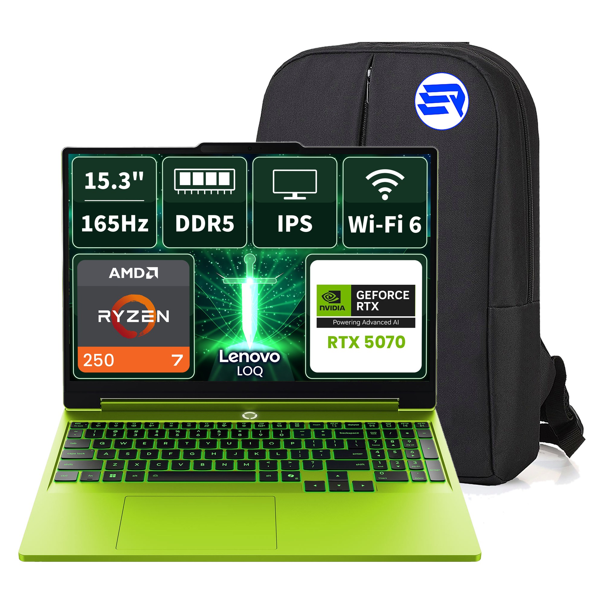 Lenovo LOQ 15AHP11 83TN00A9TREP17 Ryzen7 250 RTX5070 64GBRAM 1TBSSD 15.3'' WUXGA 165Hz Windows 11 Pro + ElektroPasaj Çanta