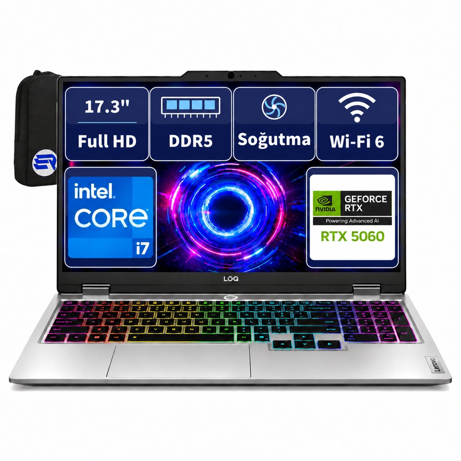 Lenovo LOQ 17IRX10 83JH004STREP24 Intel Core i7-13650HX RTX 5060 64GB RAM 4TB SSD 17.3 FHD IPS 165Hz Windows 11 Pro + ElektroPasaj Çanta