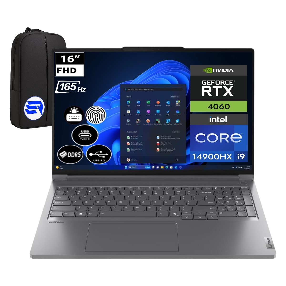 Lenovo Thinkbook 16PG5 Irx Intel Core I9-14900HX 64GB Ddr5 4tb SSD RTX4060 8gb 16'' 165Hz WIN11 Pro 21N50024TREP4 + Elektropasaj Çanta