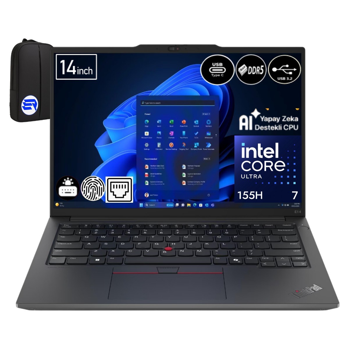 Lenovo Thinkpad E14 Gen 6 21M7008VTX Ultra 7-155H 16GB Ram 512GB SSD WIN11 Pro 14