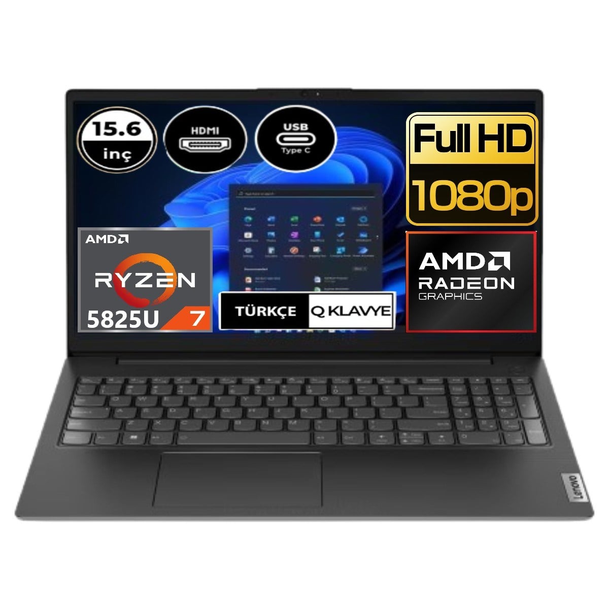 Lenovo V15 G3 Aba 82TV009DTX-EP8 Ryzen 7 5825U 16 GB Ram 256 GB SSD Amd Radeon Graphics 15.6