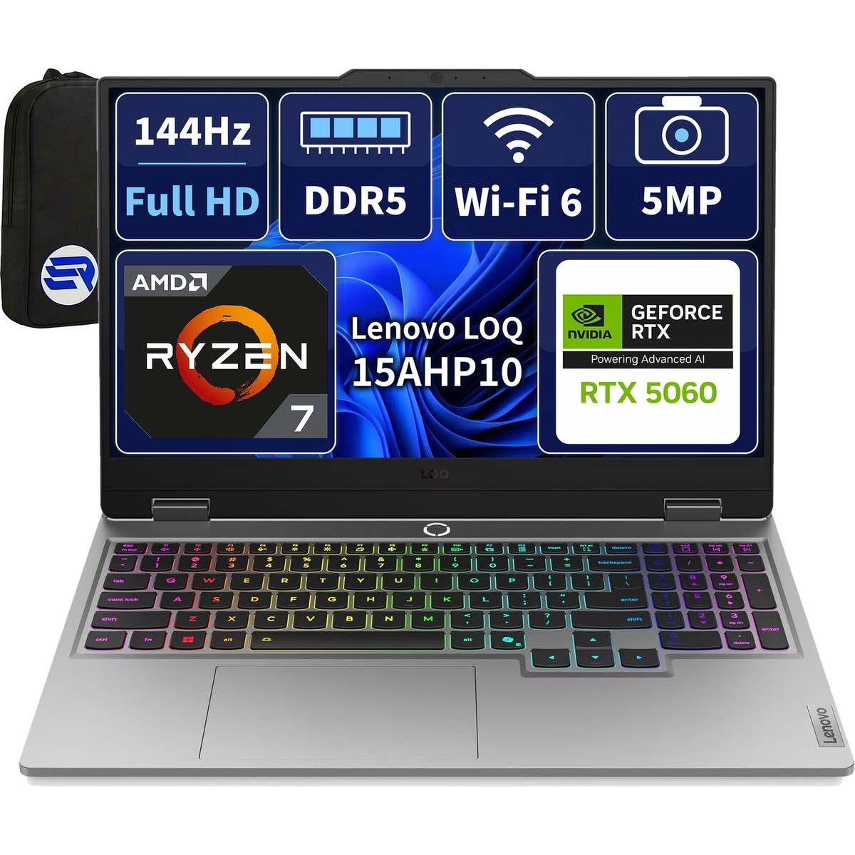 Loq 15AHP10 83JG008UTREP6 RYZEN7-250 RTX5060 8gb 32GBRAM 2tbssd 15.6'' Fhd 144Hz Freedos + Elektropasaj Çanta