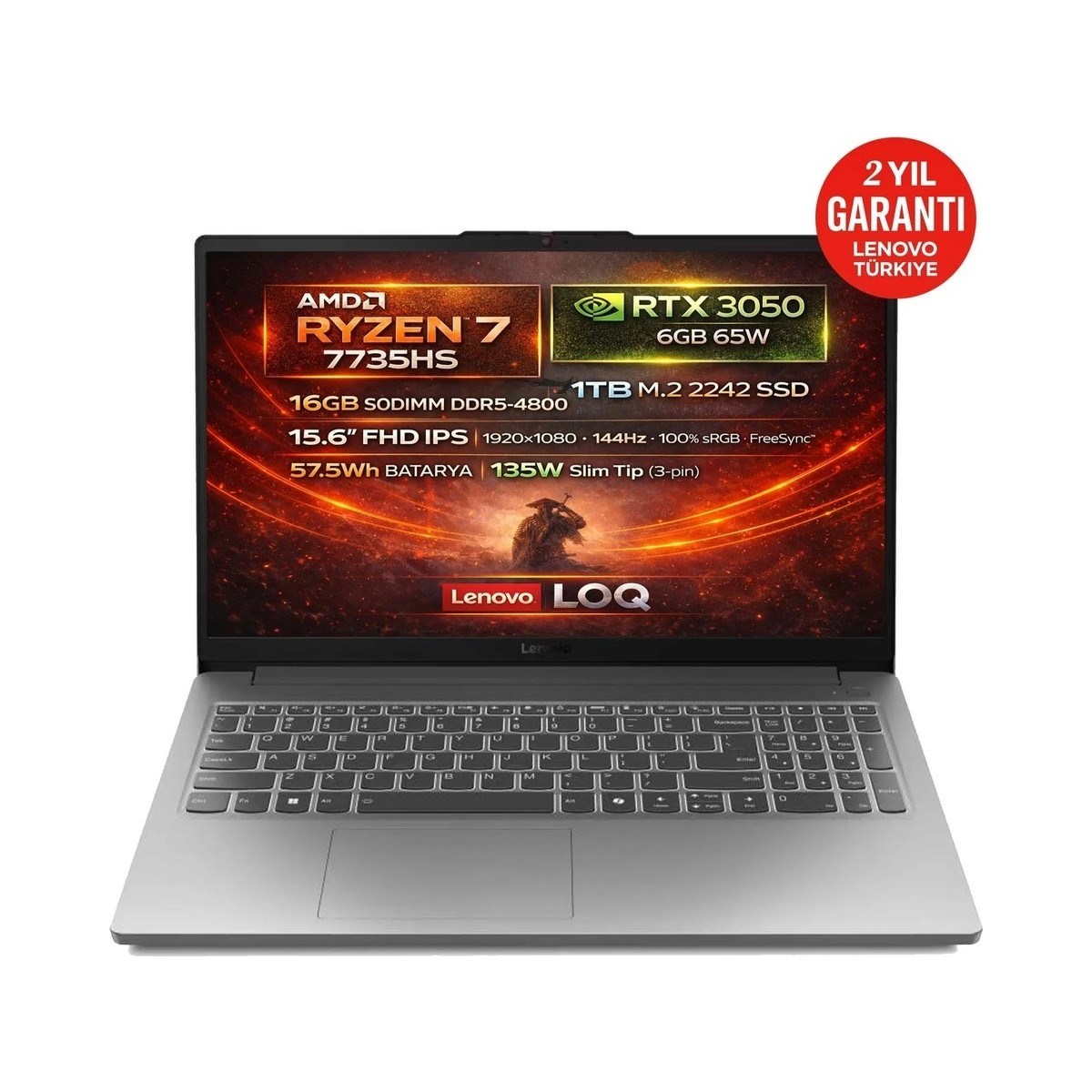 Loq 15ARP10E Amd Ryzen 7 7735HS 16GB 1tb SSD Rtx 3050 6gb 15.6