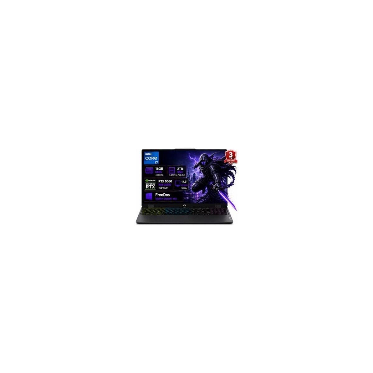 Loq 17IRX10 83JH00CNTR-01 I7-13650HX 16GB Ddr5 2tb SSD RTX5060 8gb Tgp 115W 17.3
