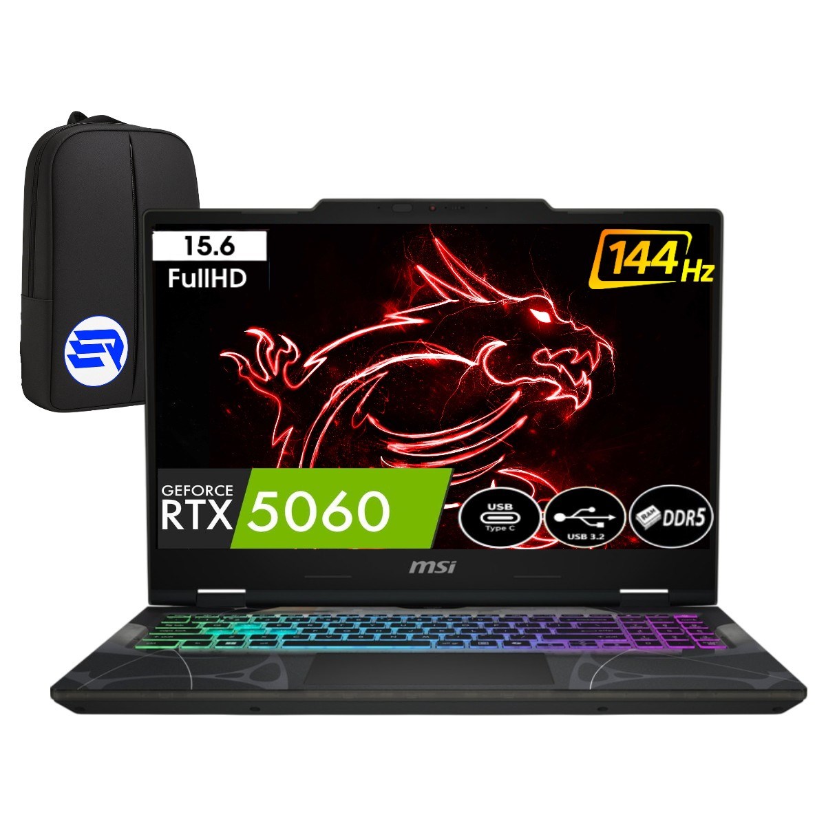 Msi Cyborg 15 B2RWFKG-208XTREP6 Intel Core 7-240H 24GB Ram 2tb SSD RTX5060 15.6'' Full Hd 144Hz WIN11 Pro + Elektropasaj Çanta