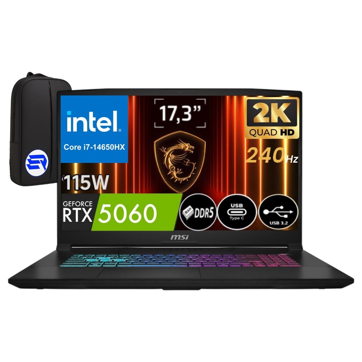 Msi Katana 17 Hx B14WFK-252XTREP1 Intel Core I7-14650HX 48GB 1tb SSD RTX5060 115W 17.3