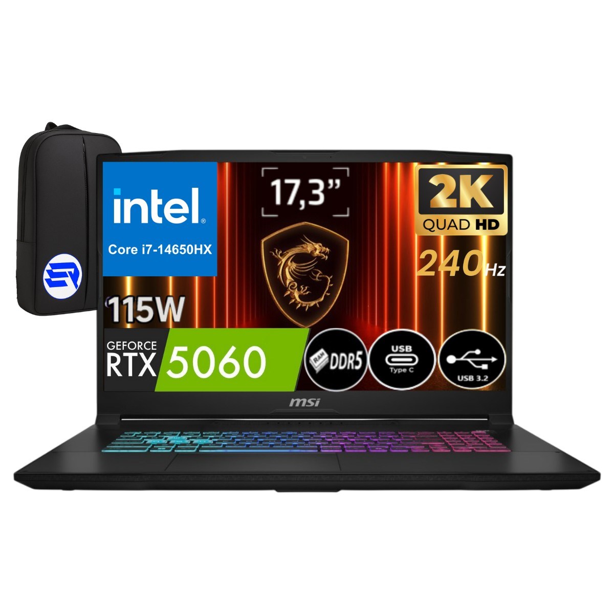 Msi Katana 17 Hx B14WFK-252XTREP7 Intel Core I7-14650HX 48GB 2tb SSD RTX5060 115W 17.3