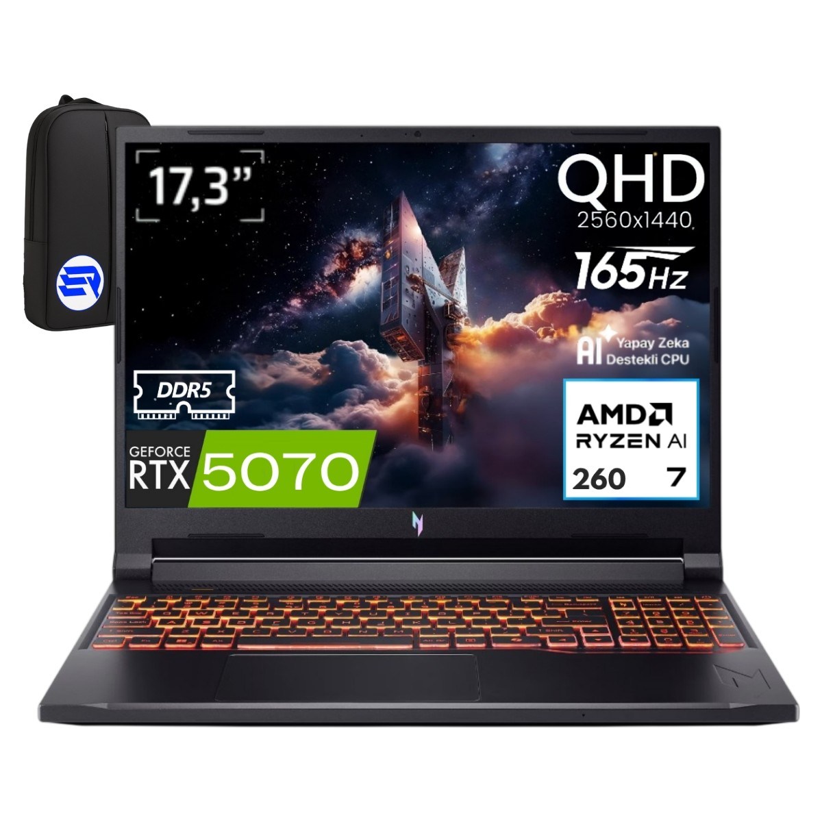 Nitro V 17 Aı Amd Ryzen 7-260 64GB Ram 512GB SSD RTX5070 17.3