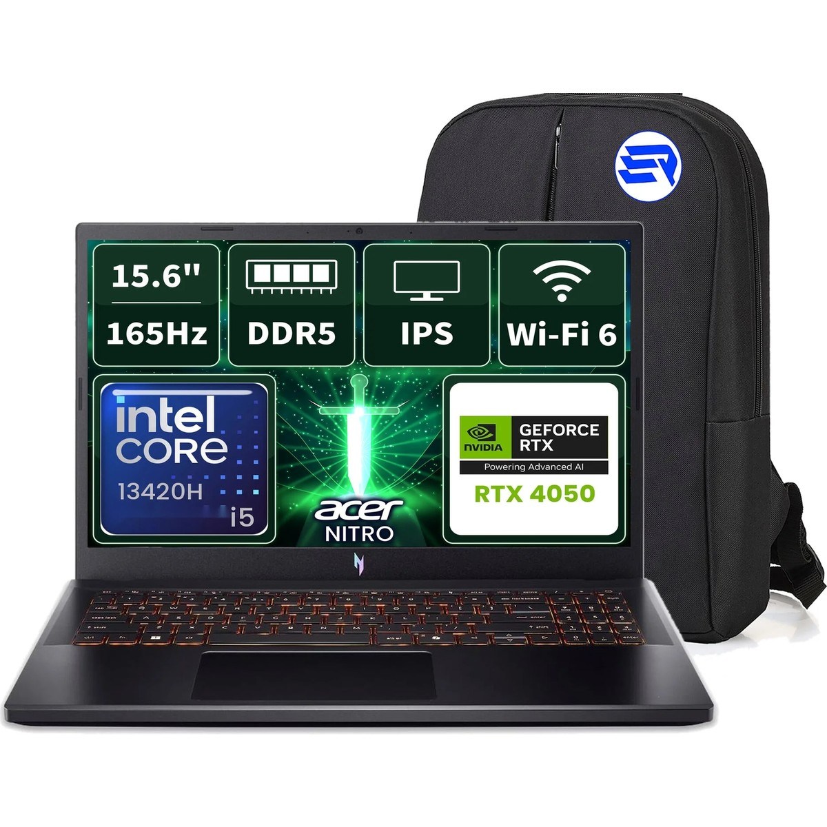 Nitro V15 NH.QV2EY.001EP3 I5-13420H RTX4050 16GBRAM 2tbssd 15.6 Fhd 165Hz Windows 11 Pro + Elektropasaj Çanta