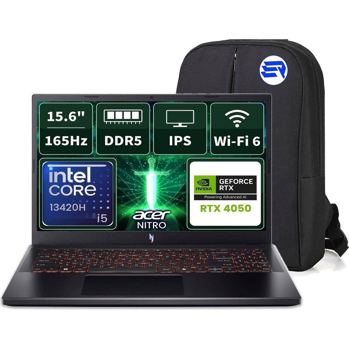 Nitro V15 NH.QV2EY.001EP7 I5-13420H RTX4050 32GBRAM 512GBSSD 15.6 Fhd 165Hz Windows 11 Pro + Elektropasaj Çanta