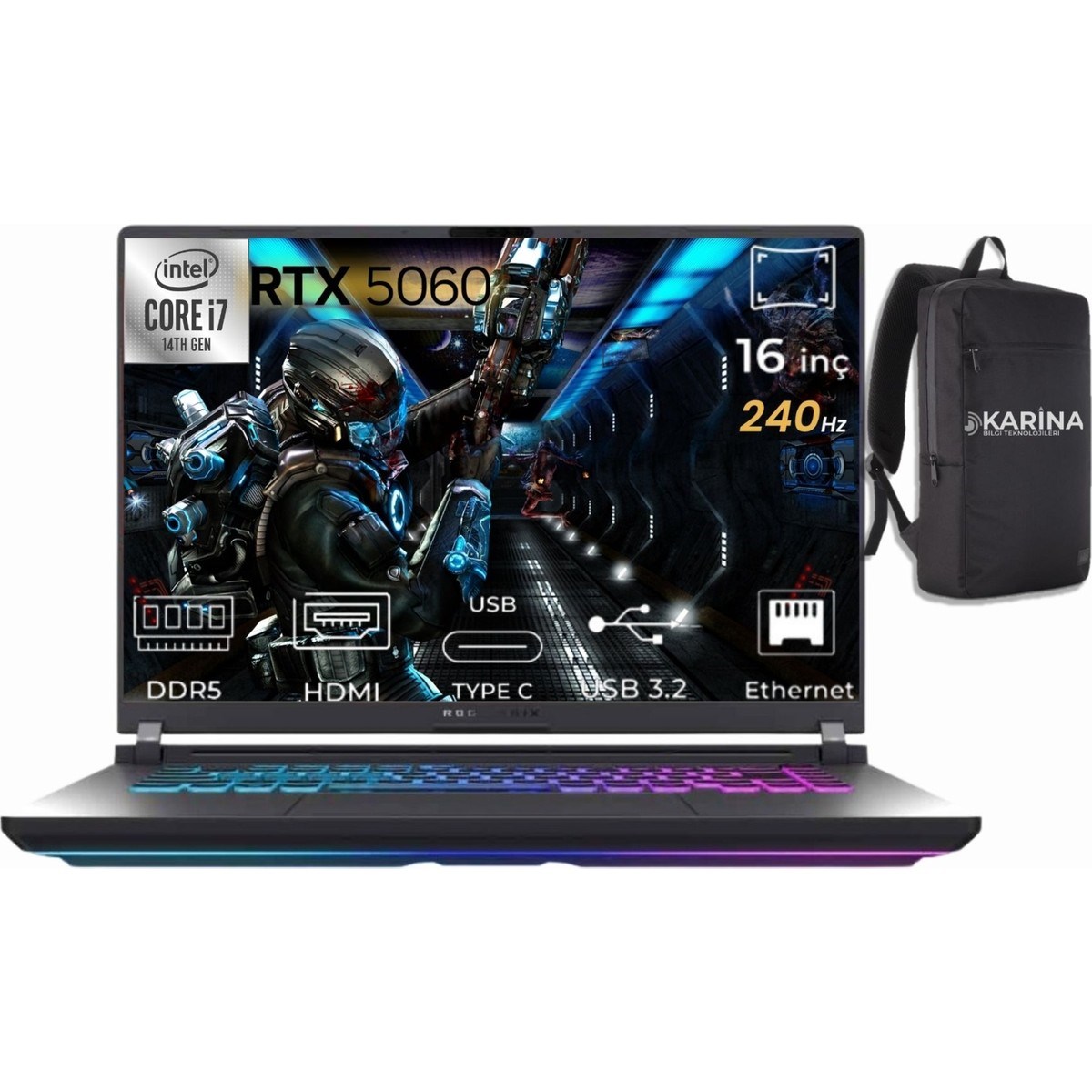 Rog Strix G16 I7-14650HX G615JMR-S5048-K47 16GB 512GB RTX5060 8gb W11PRO 16