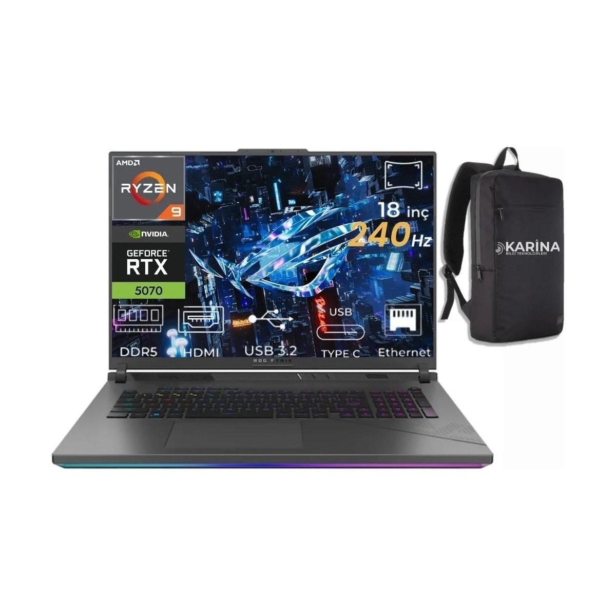 Rog Strix G18 Ryzen 9 8940HX G814PP-S9045-06 48GB 2tb RTX5070 8gb Freedos 18