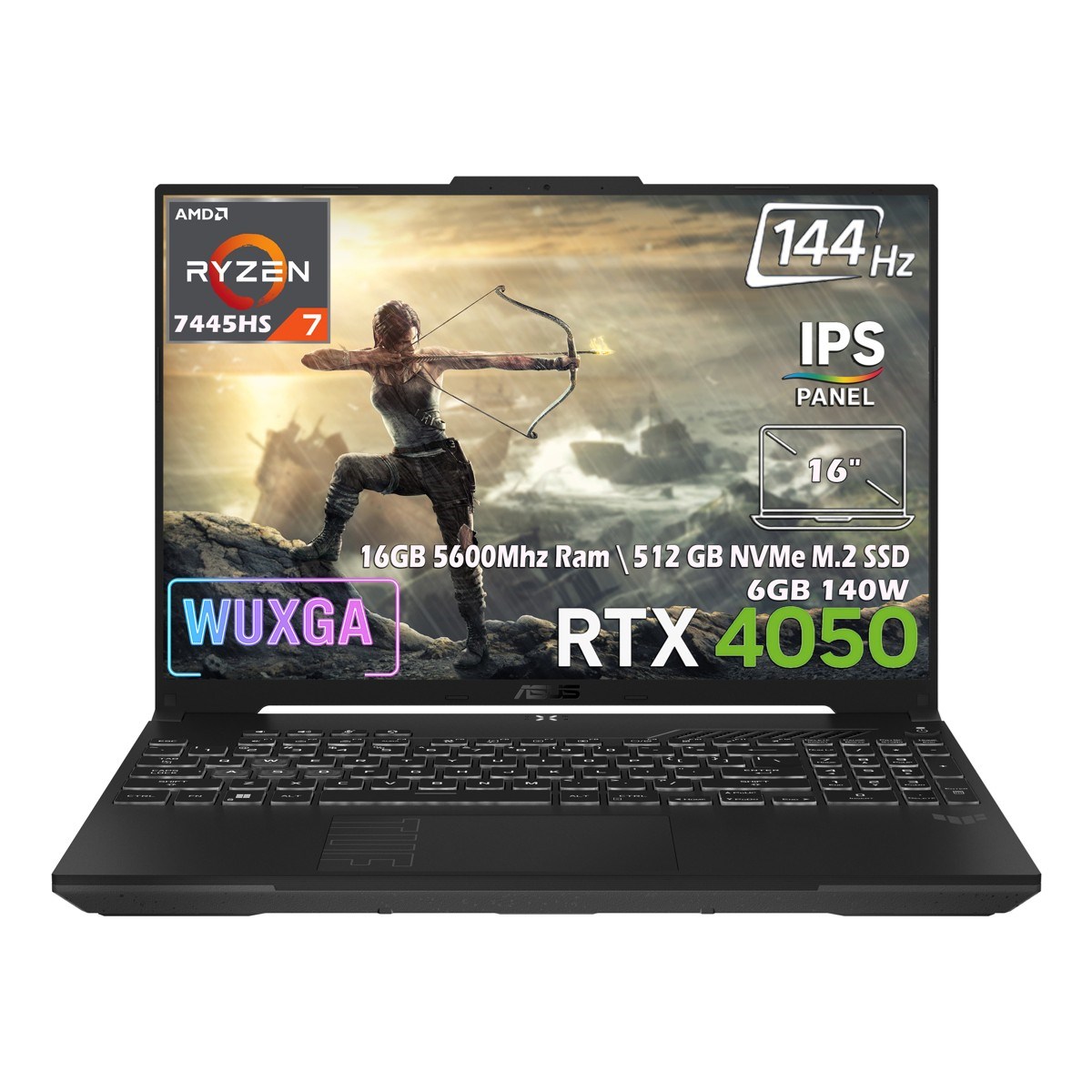 TUF Gaming A16 FA607NUG-RL125-Gaming AMD Ryzen 7 7445HS 16GB 512GB SSD RTX 4050 6GB 16