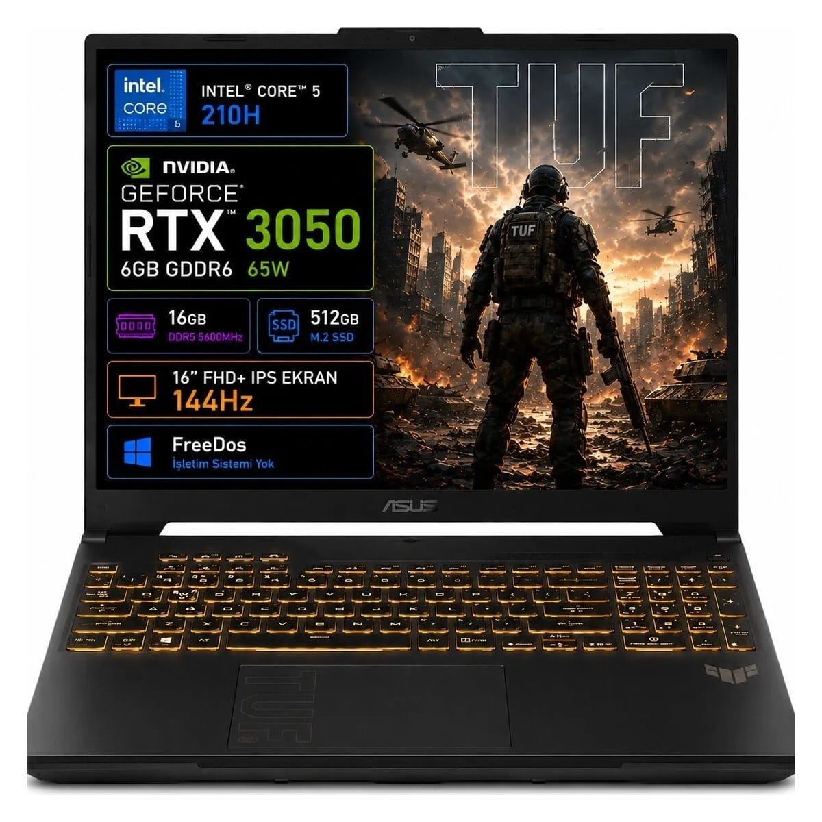 Tuf Gaming F16 FX607VJB-RL037 Intel Core 5 210H 16GB 512GB SSD RTX3050 6 GB 16