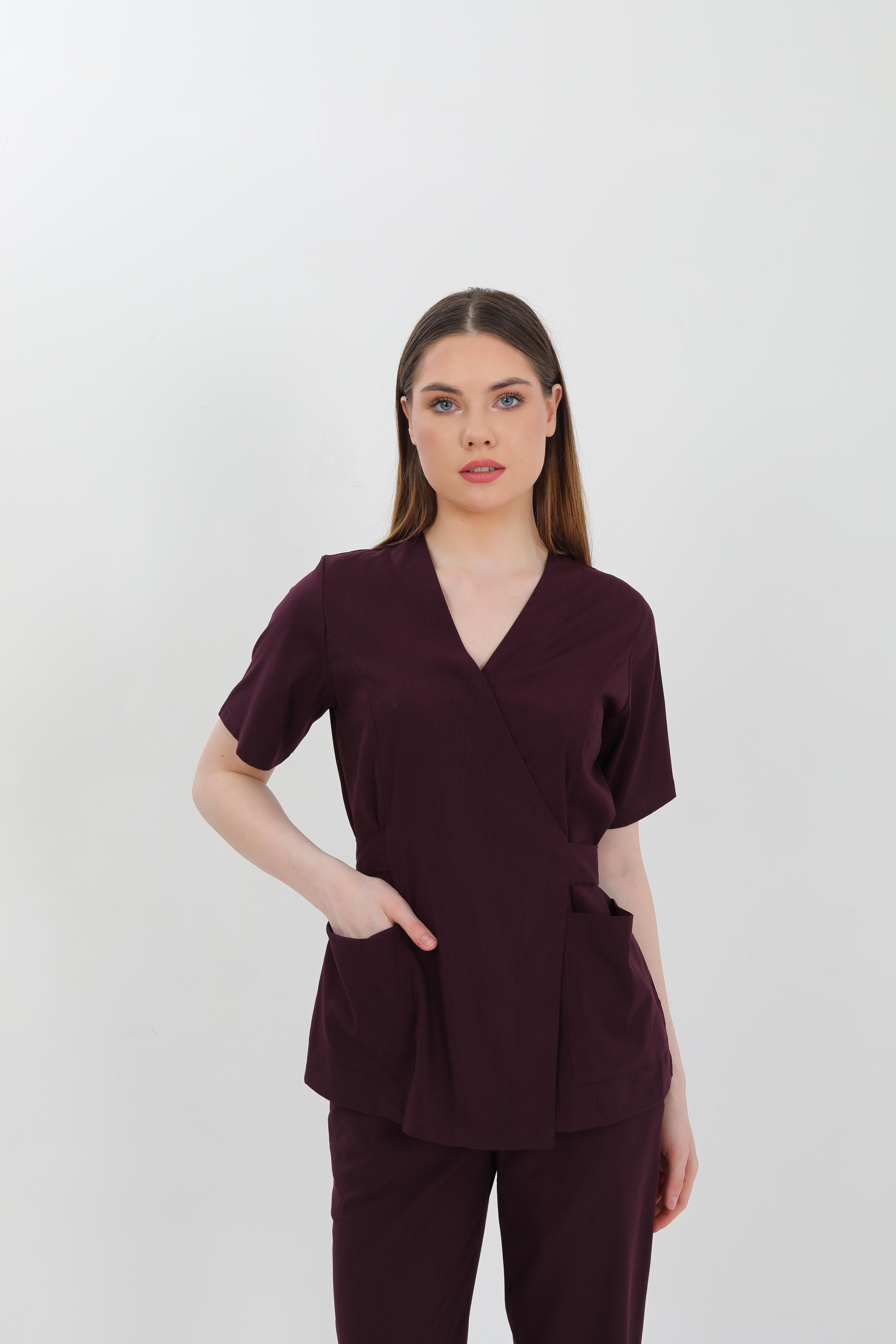 LILIUM SERIES-MODERN KADIN UNIFORMA LIKRALI-BORDO
