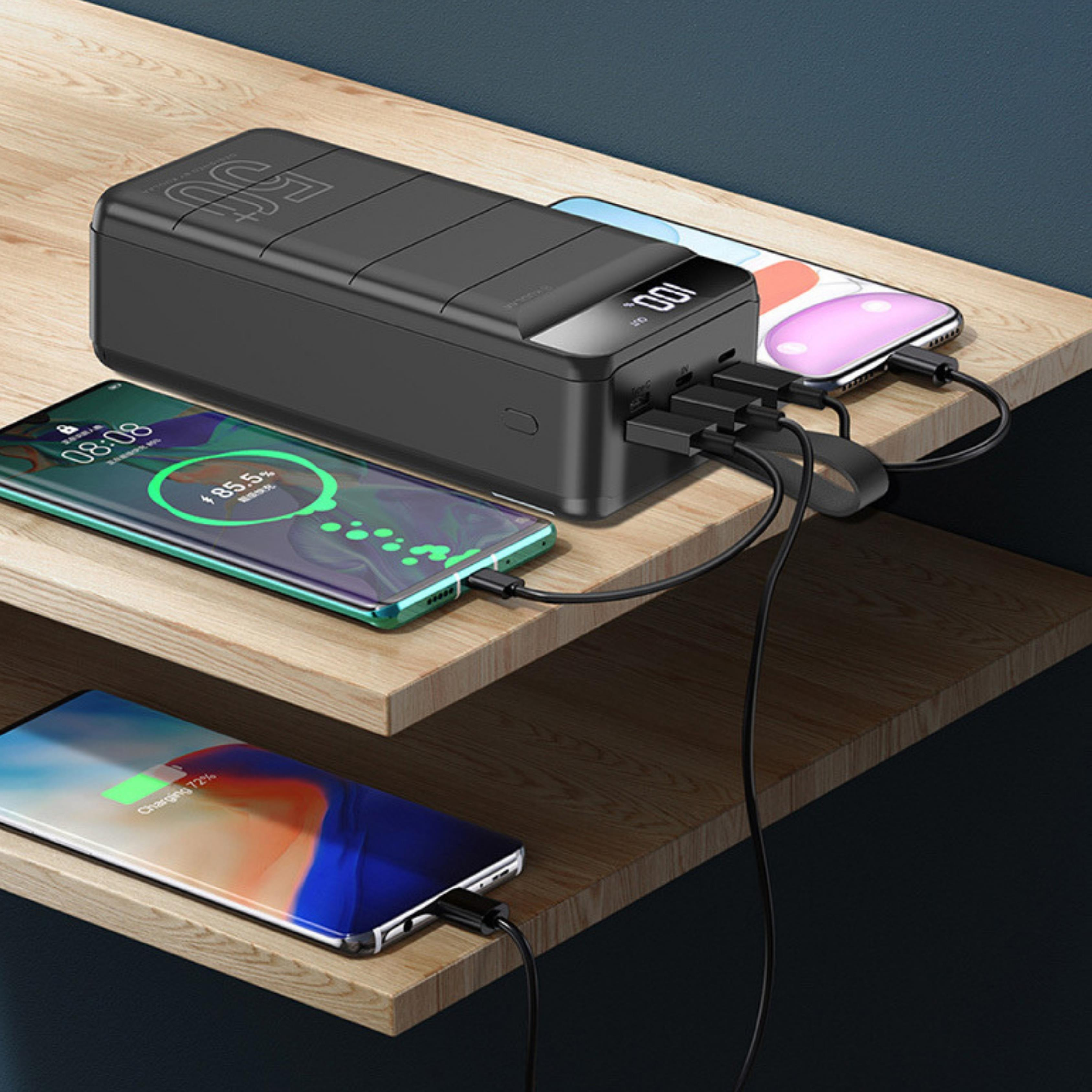  50.000 Mah Hızlı Taşınabilir Dijital Göstergeli Powerbank