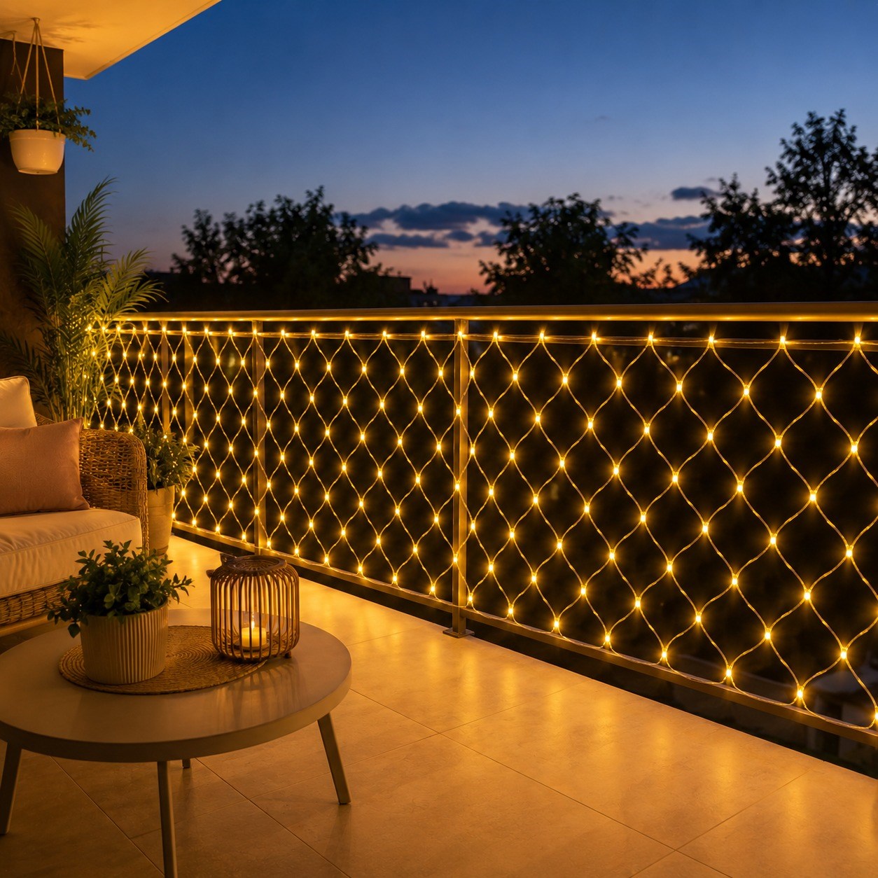 10W Sarı Işıklı Ağ LED Aydınlatma Sıcak Sarı Dekoratif Işık Bahçe Balkon Teras Çit Duvar Süsleme ve Dış Mekan Dekorasyon Ledi