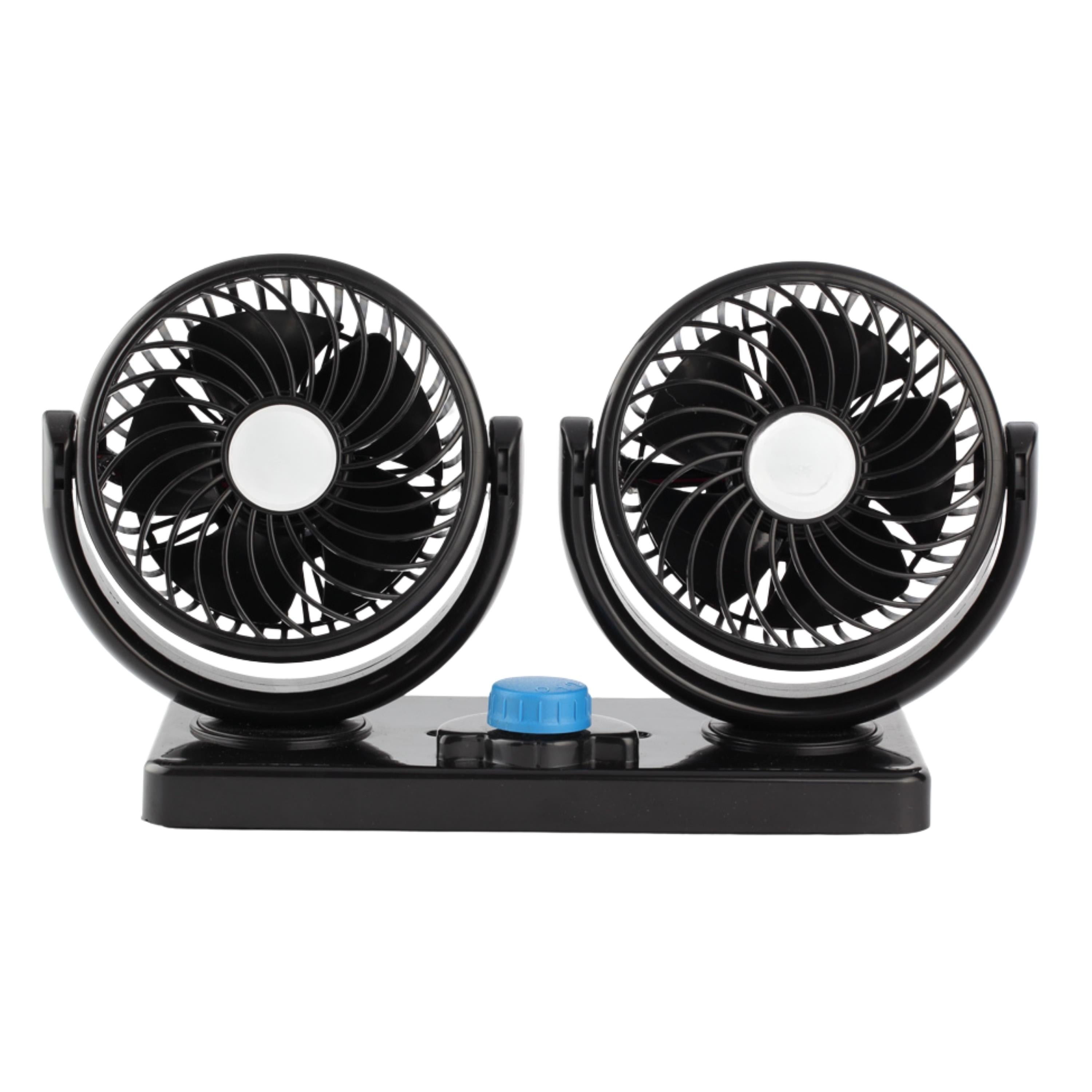 1205 12V Çift Başlıklı Araç Vantilatör Oynar Başlıklı Çakmaklık Girişli 2 Modlu Çift Taraflı Bant Hediye 360 Derece Ayarlanabilir İki Kişilik Oto Fan