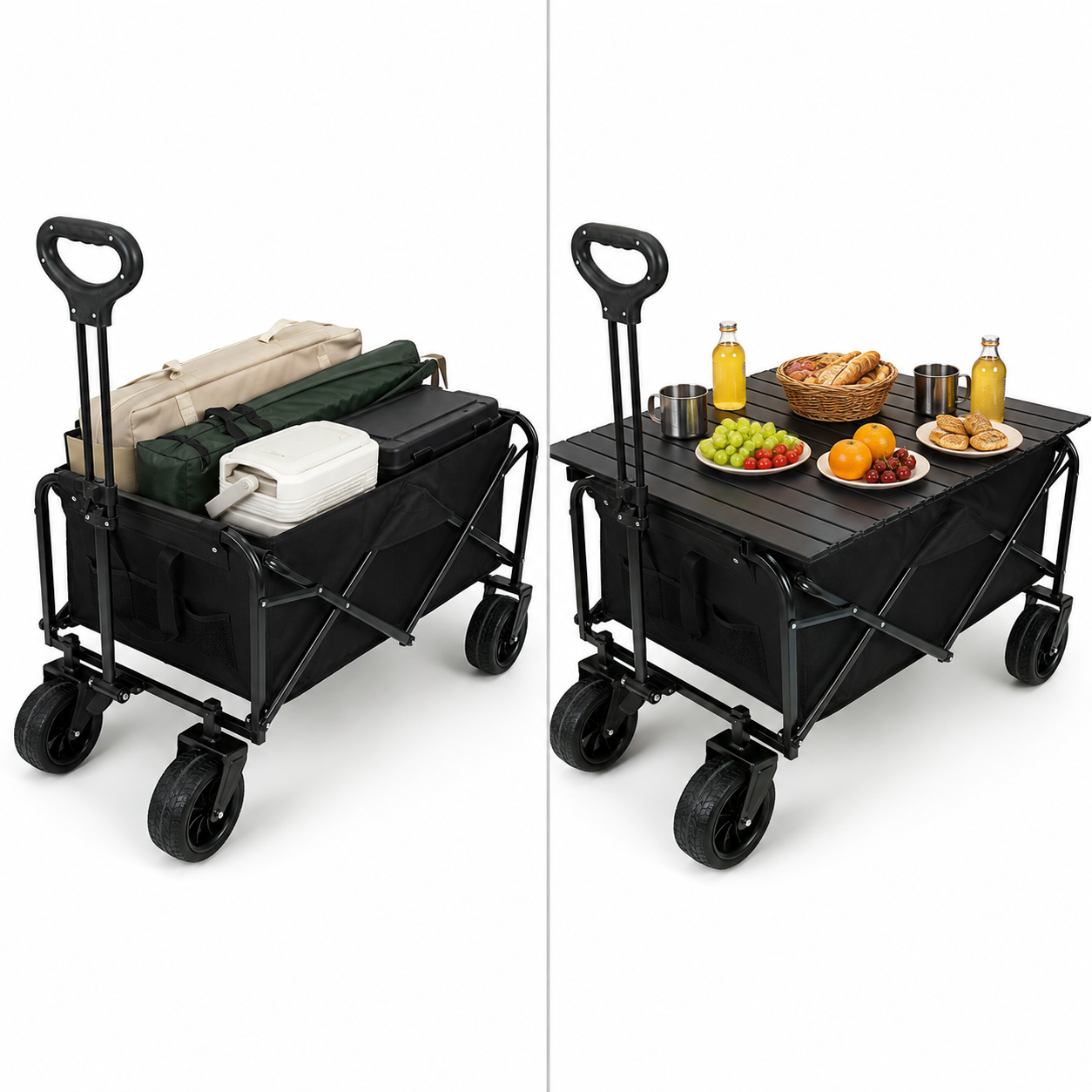 130 Kg Kapasiteli Masalı Katlanabilir Çok Amaçlı Taşıma Arabası Ayarlanabilir Çekme Kollu Aleşveriş Arabası Büyük Tekerlekli Bahçe Outdoor Piknik ve Kamp Arabası