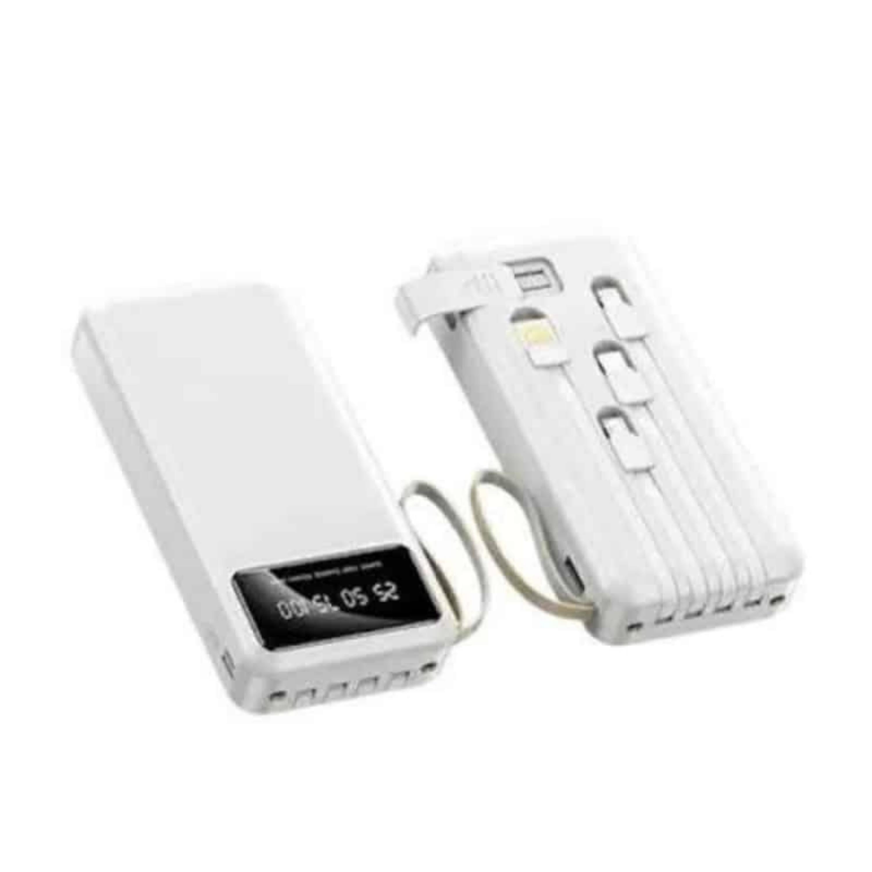20.000 Mah Beyaz Taşınabilir Çok Kablolu 4 Çıkışlı Dijital Göstergeli Powerbank