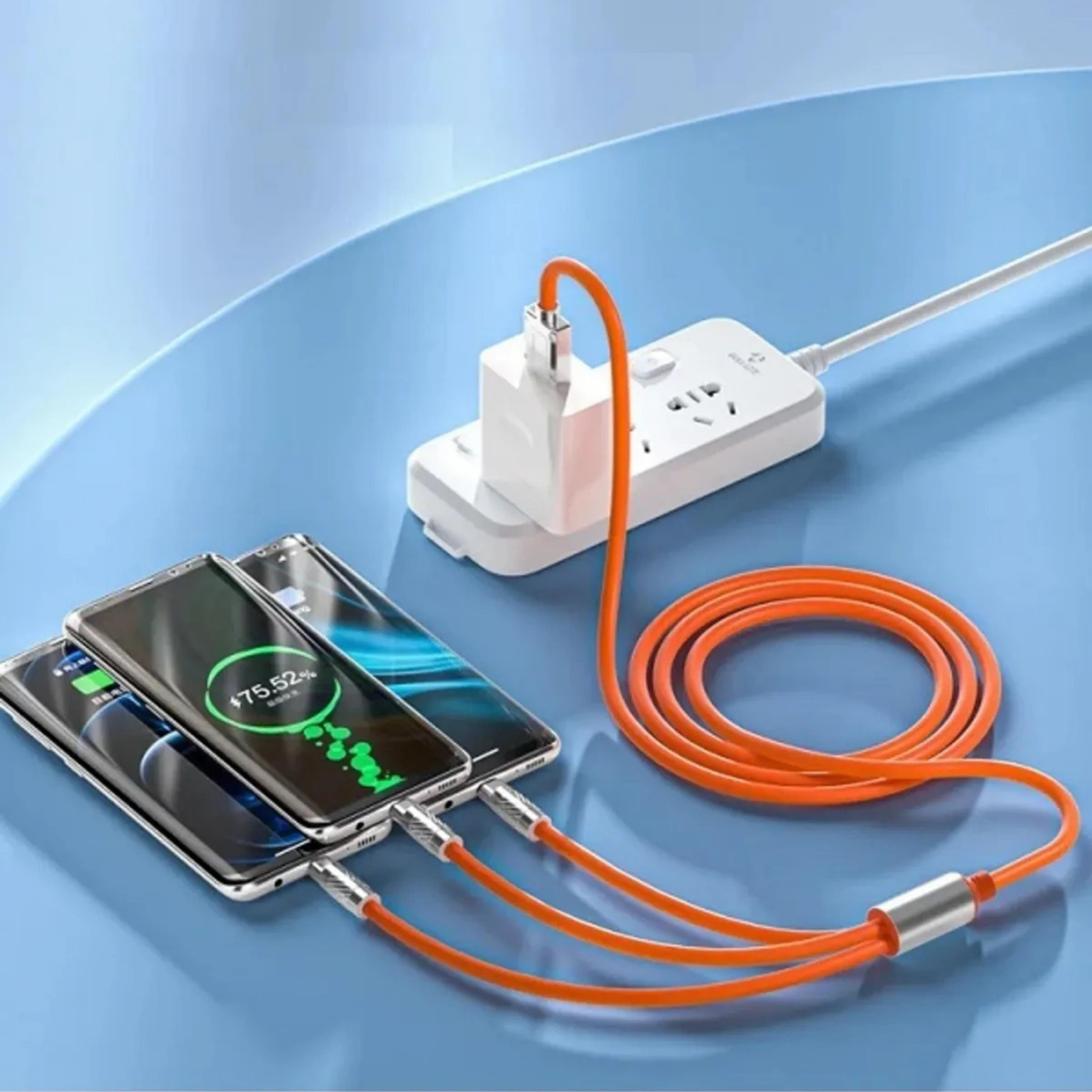 3 İn 1 Type-c Micro Usb Lightning 120 Watt Hızlı 6A Şarj Kablosu 