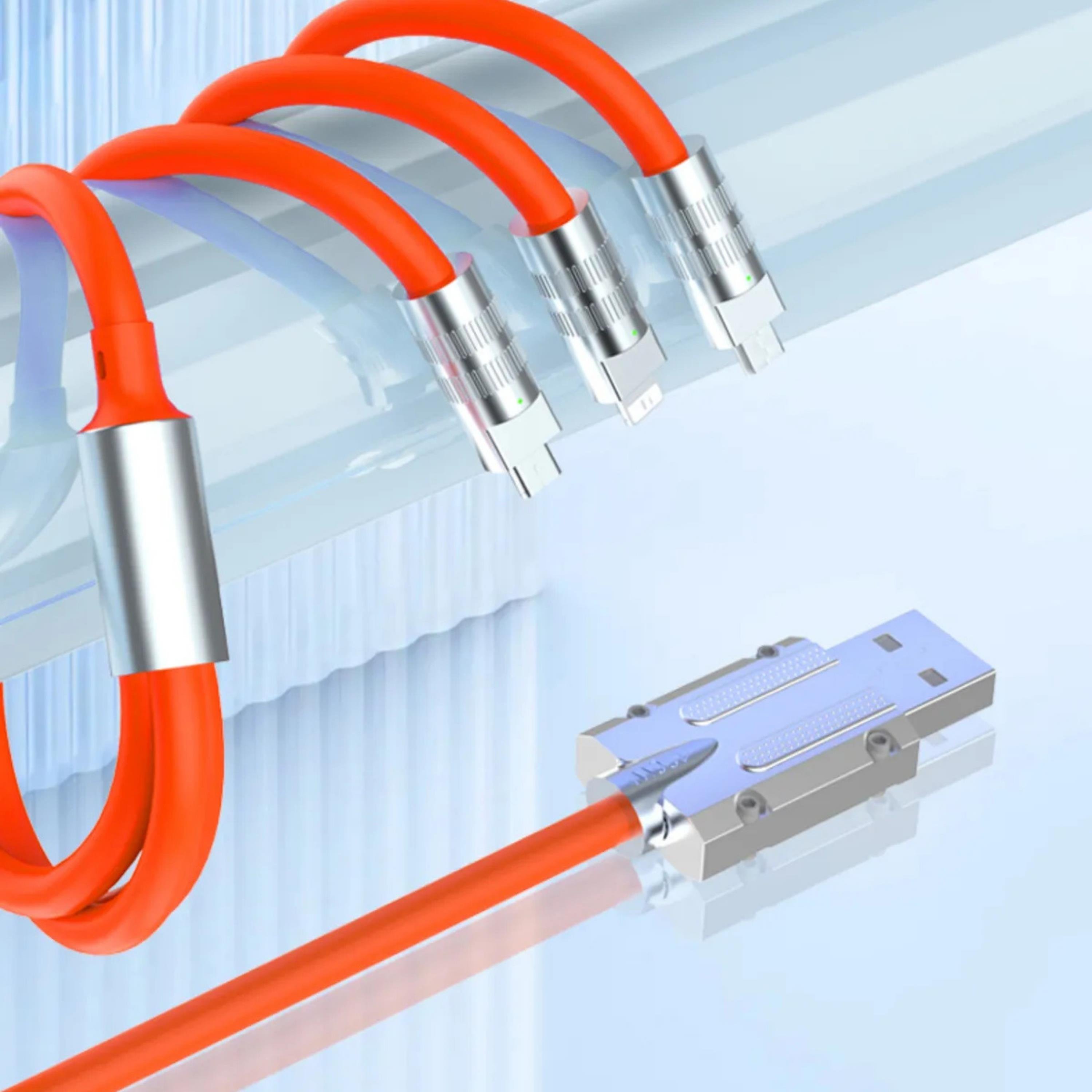 3 İn 1 Type-c Micro Usb Lightning 120 Watt Hızlı 6A Şarj Kablosu 