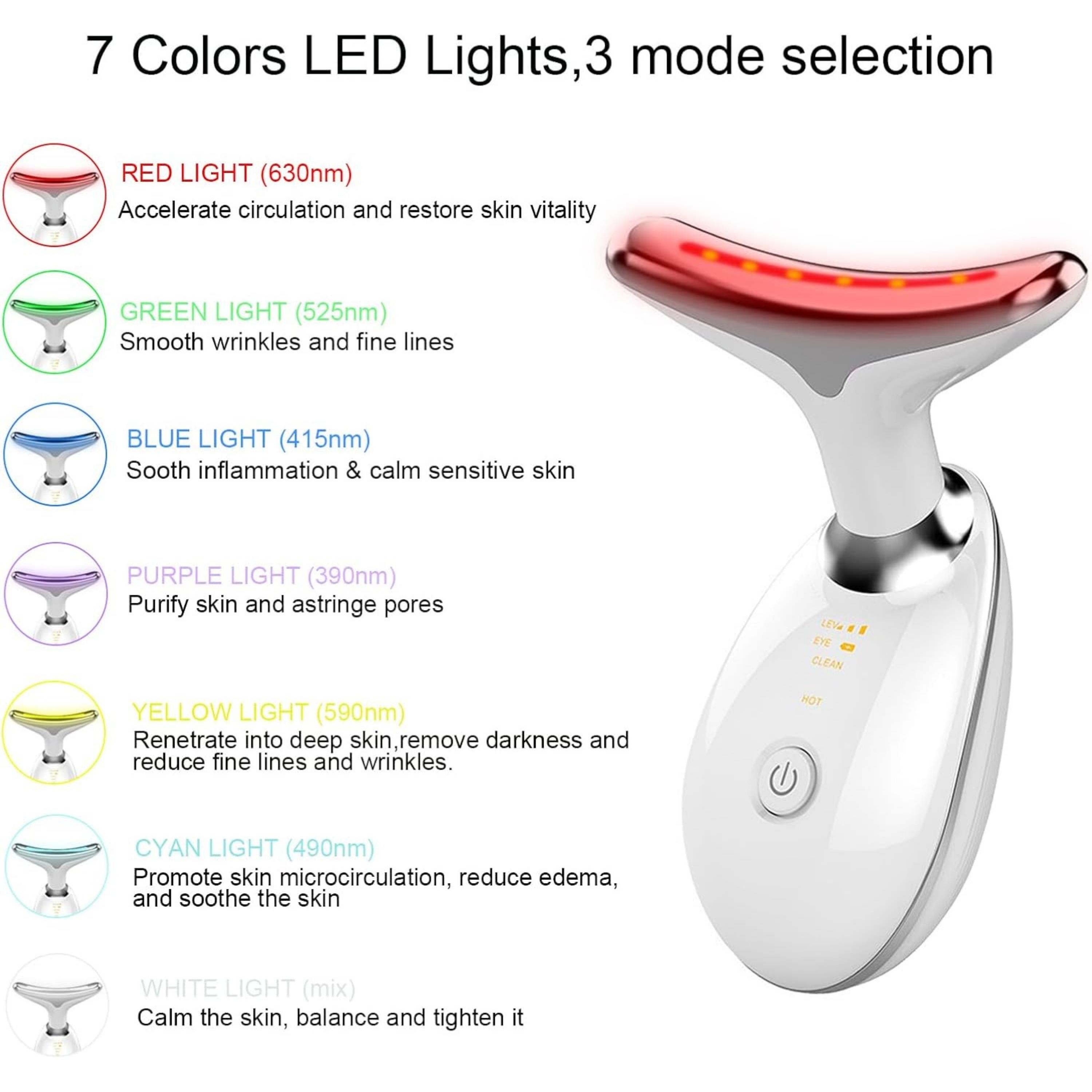 7 Led Işıklı Titreşimli Yüz Ve Boyun Masaj Cihazı Cilt Sıkılaştırıcı EMS Led Usb Şarjlı