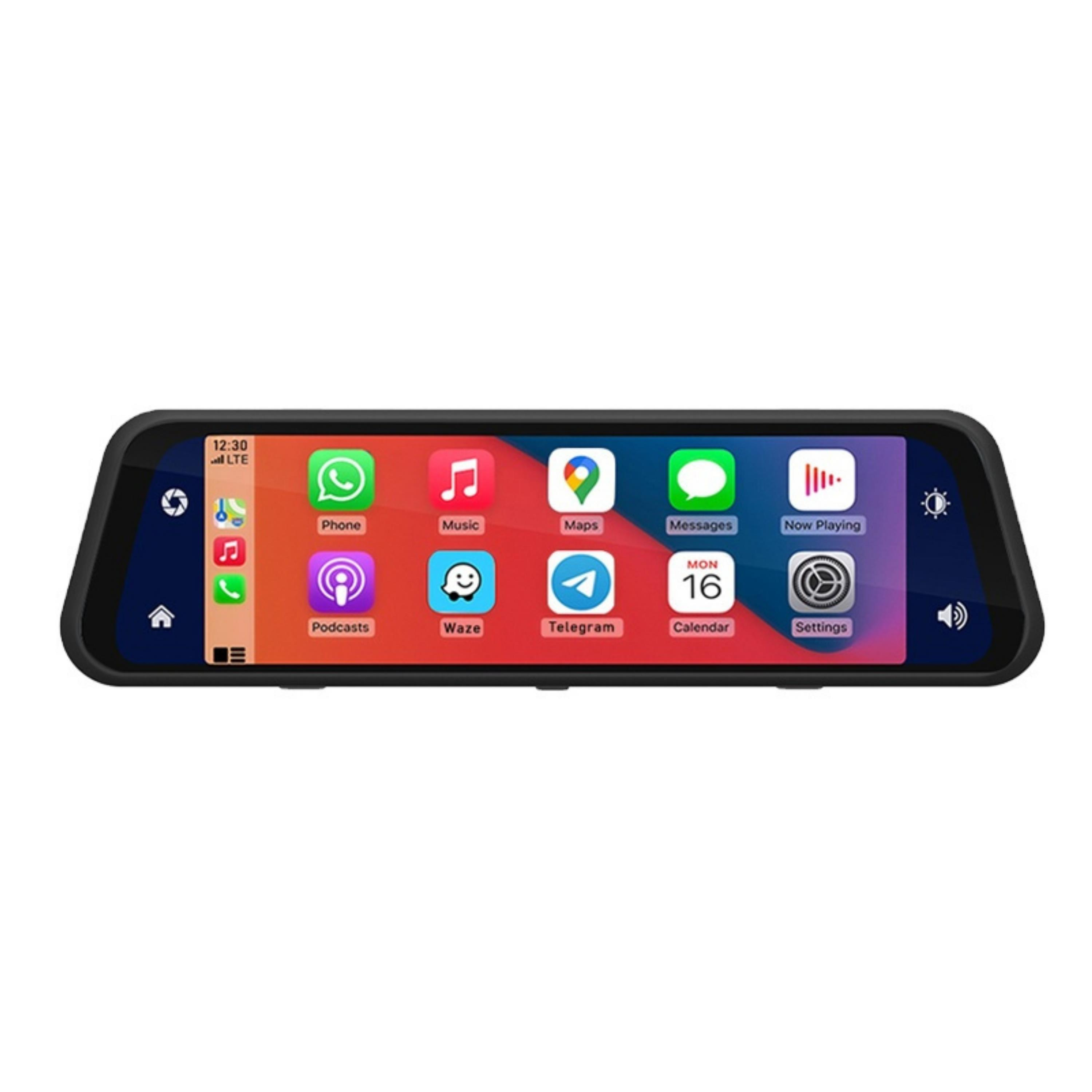 9.66 İnç Dokunmatik Ayna Tipi Araç Kamerası 4K Full HD Ön Arka Kayıt Carplay Android Auto WiFi GPS Gece Görüşlü Park Modlu Dash Cam