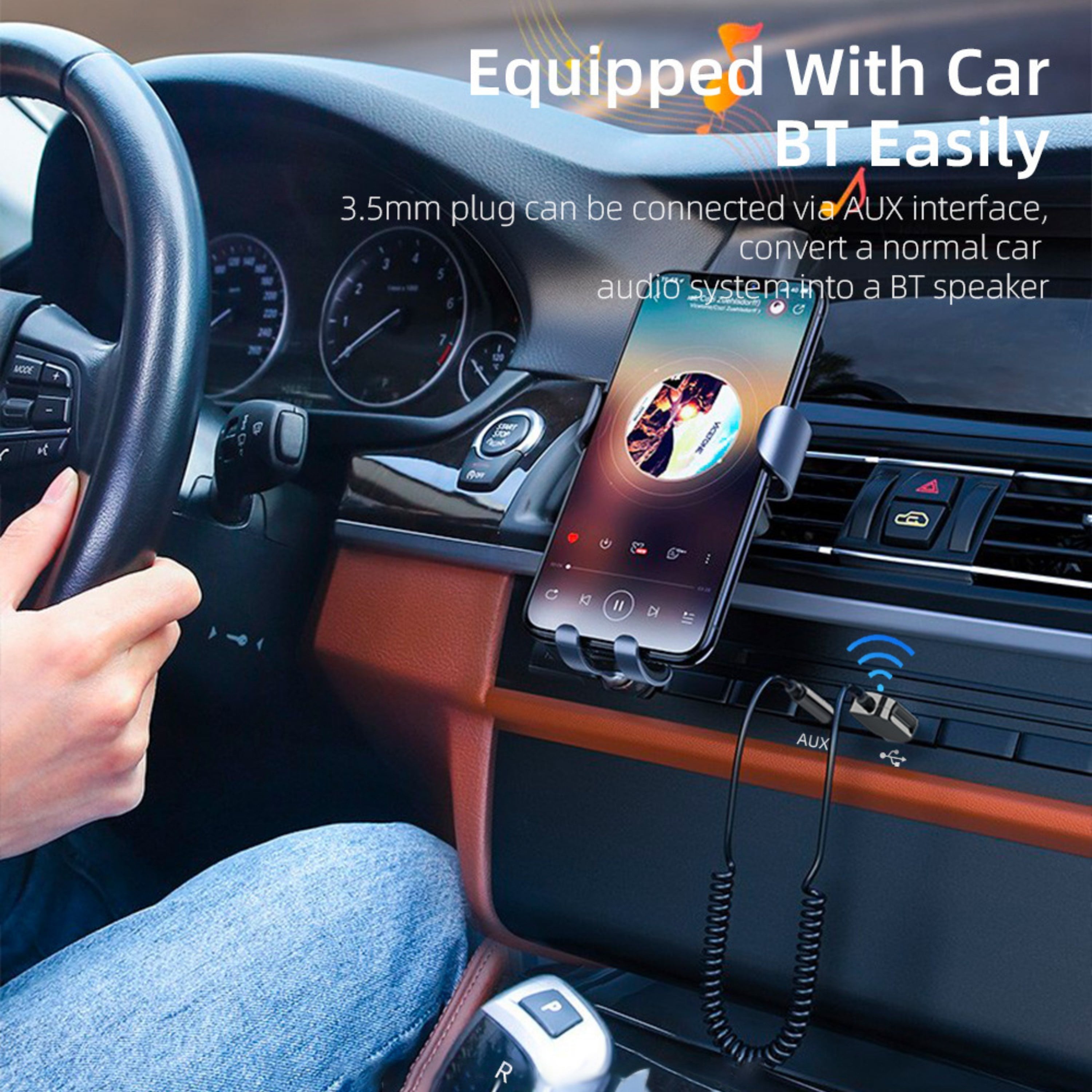 A13 Aux Kit Bluetooth Çevirici USB 3.5mm AUX Bluetooth Adaptör Araç Ses Aktarım Kablosu USB Beslemeli Spiral Kablo