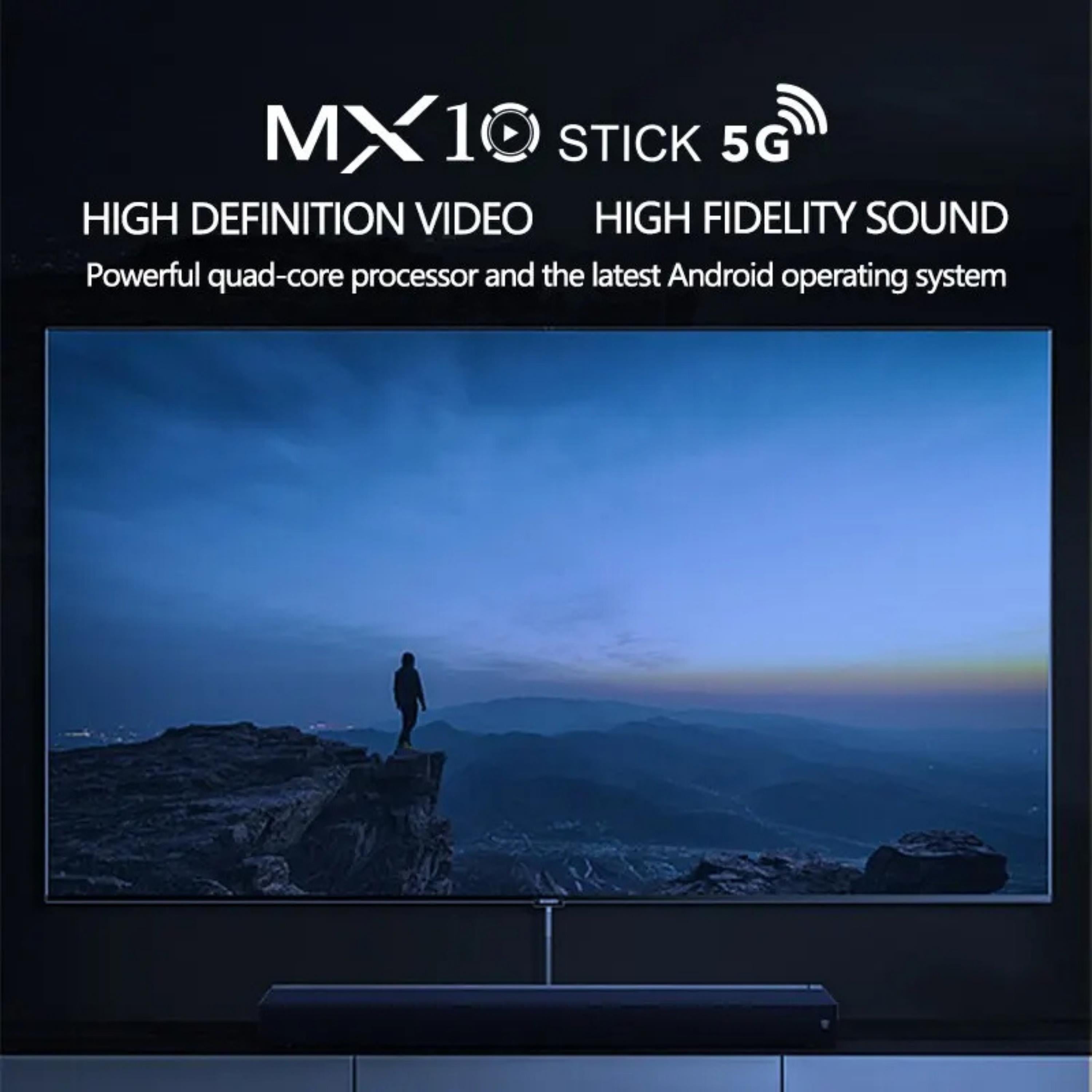 Android TV MX10 Stick 4K Ultra HD Android TV Box TV Stick Google Assistant 5G WiFi Smart TV Dönüştürücü Medya Oynatıcı