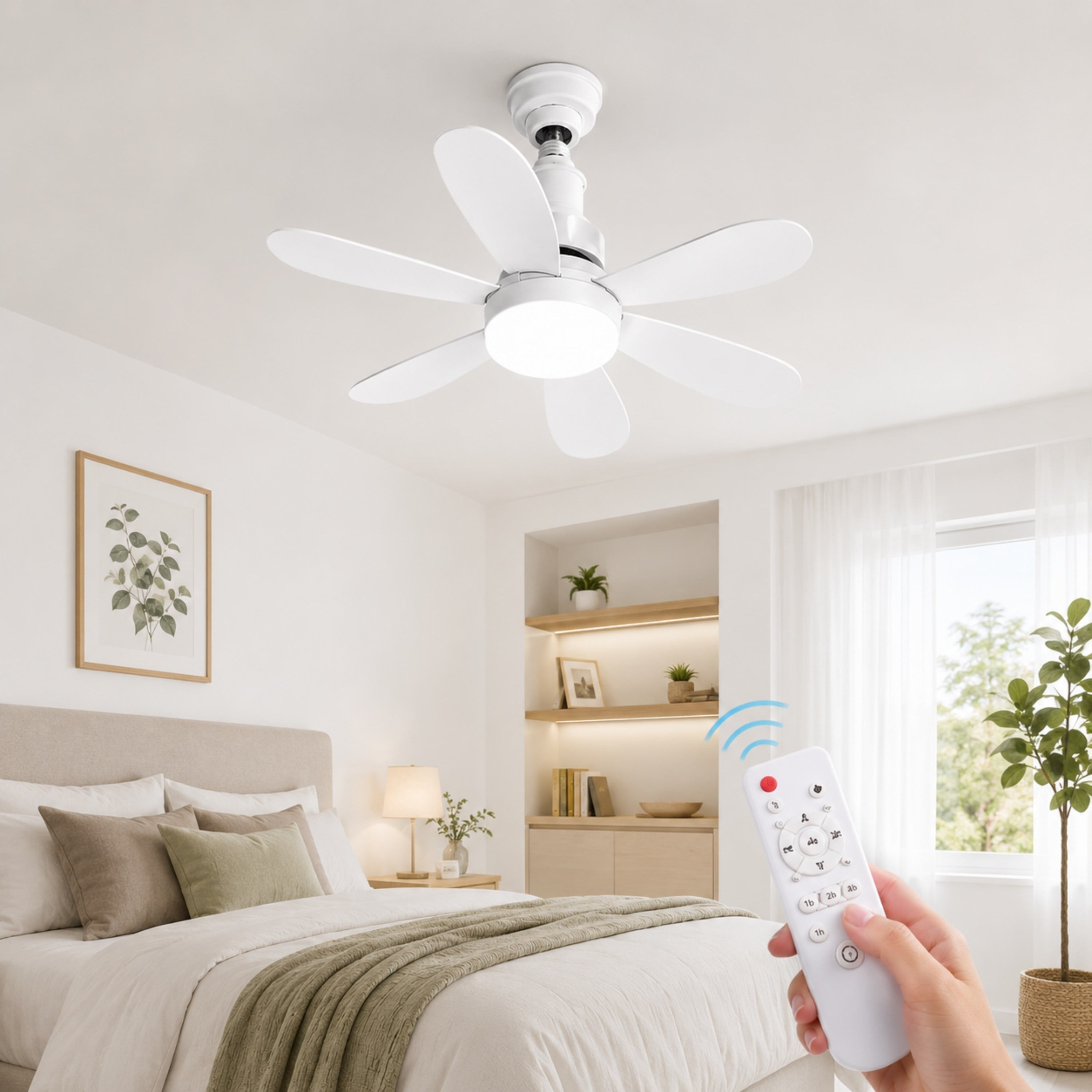 ATC Uzaktan Kumandalı Işıklı Tavan Vantilatörü E27 Duy Uyumlu LED Aydınlatmalı Sessiz Çalışan Tavan Fanı 30W Enerji Tasarruflu Vantilatör Lamba